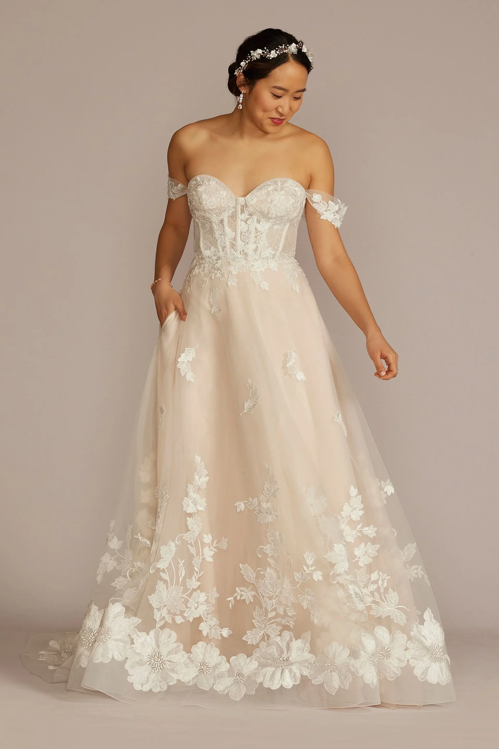 Removable Sleeve Corset Wedding Dress