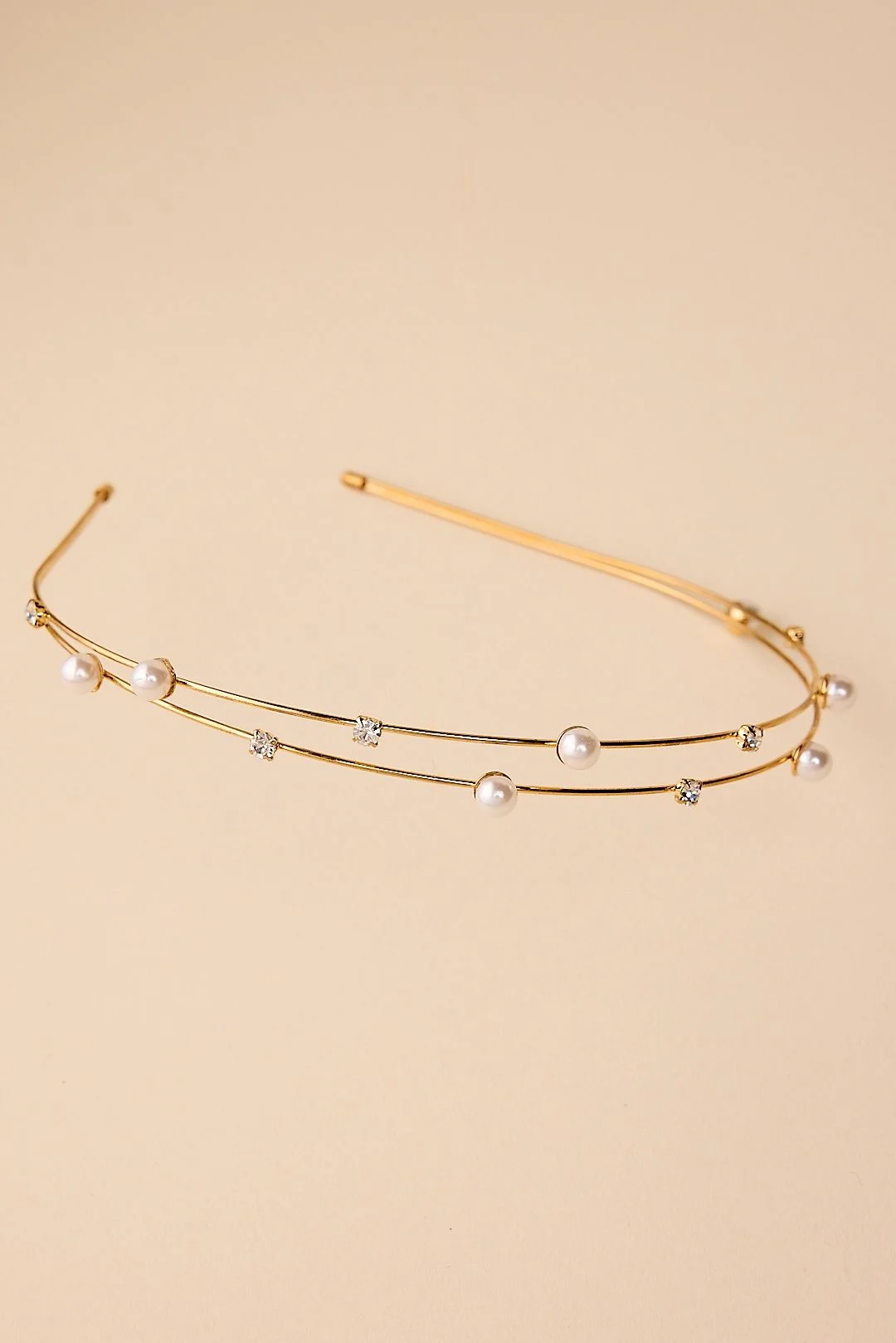 Rhinestone and Pearl Double Strand Headband