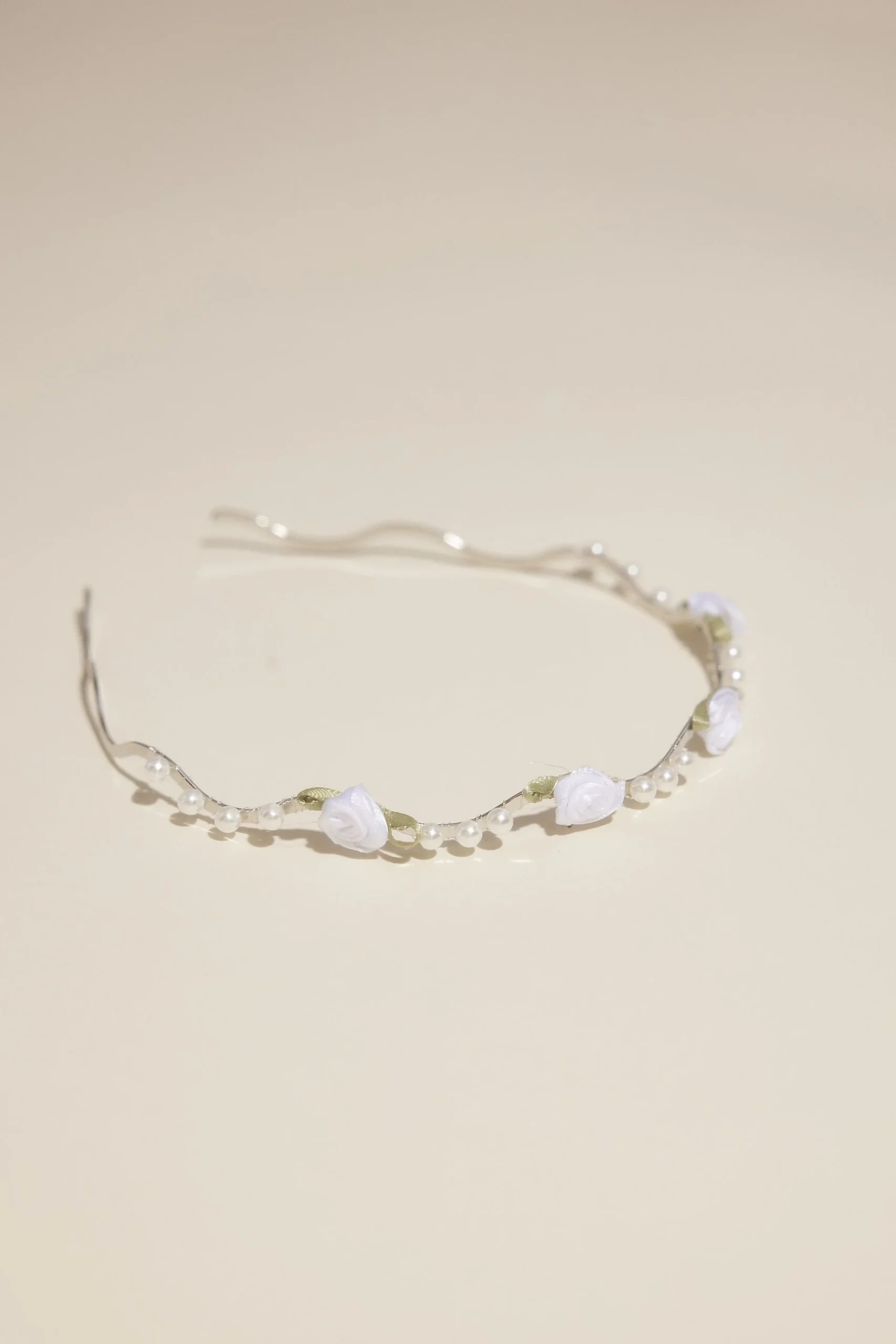 Rosette and Pearl Flower Girl Headband
