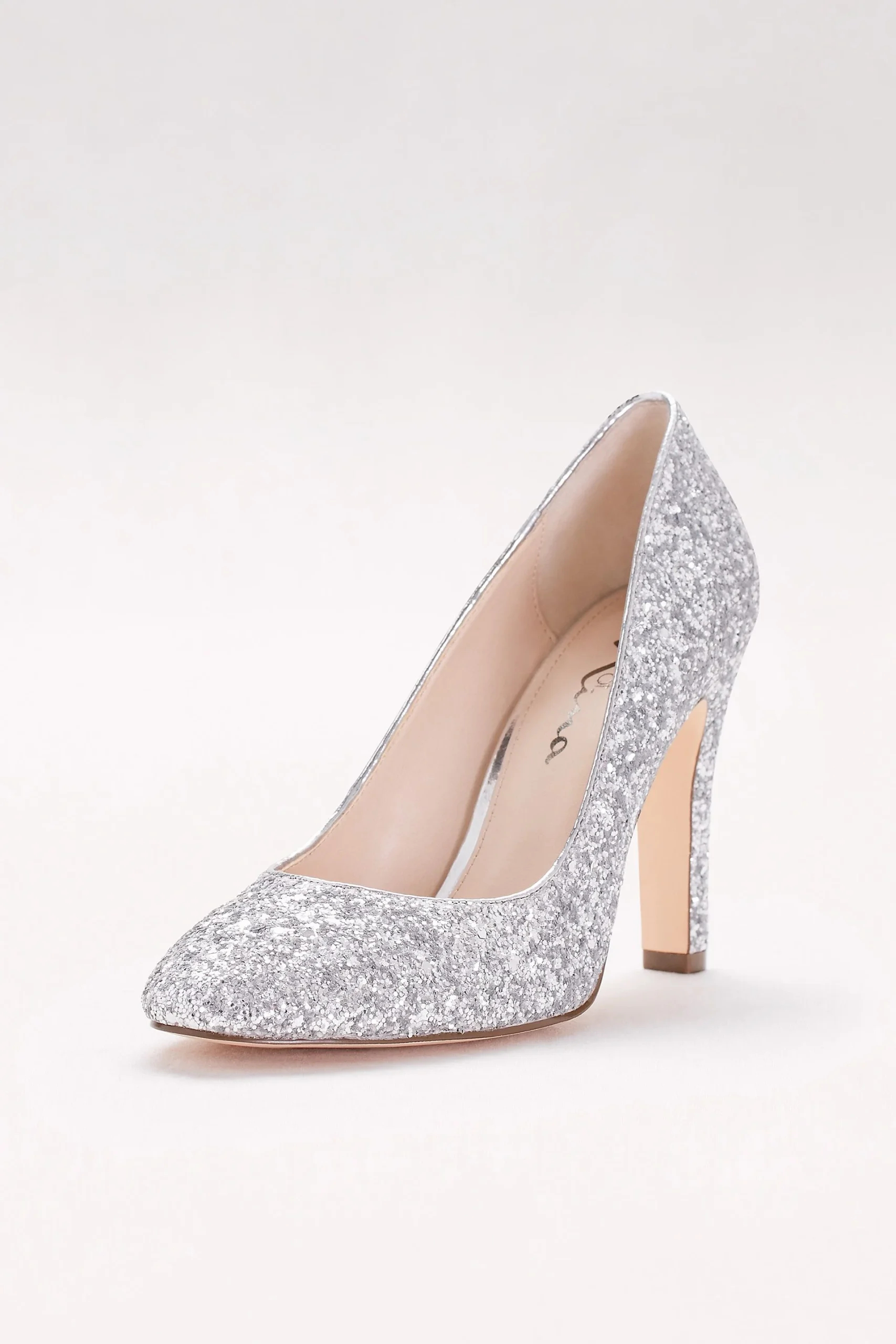 Round-Toe Glitter Pumps