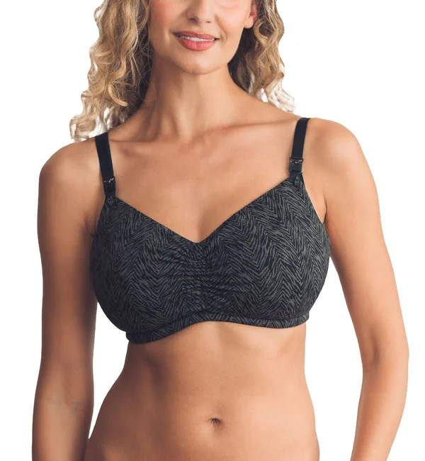 Royce Blossom Adjustable Non-wire Nursing Bra (1462) - Black Animal