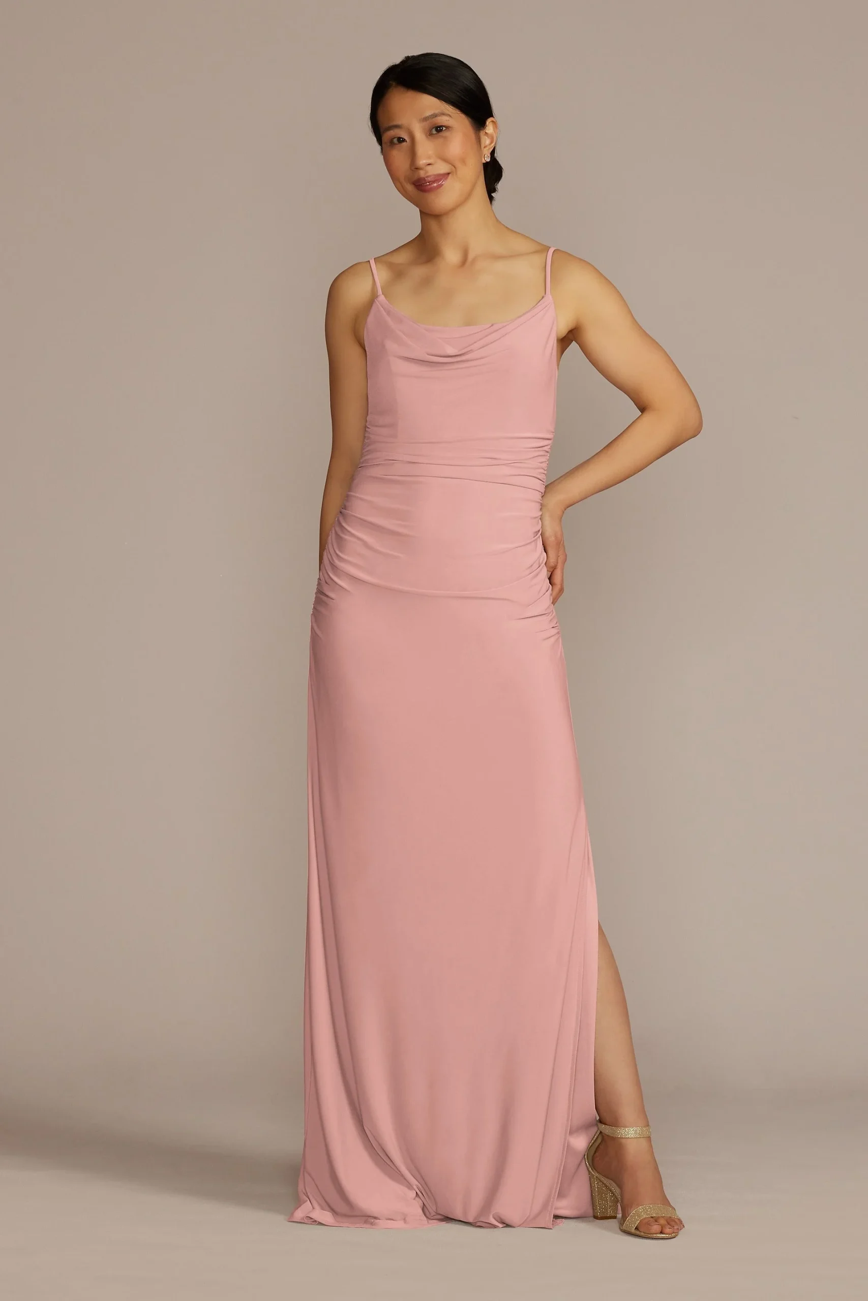 Ruched Jersey Spaghetti Strap Dress