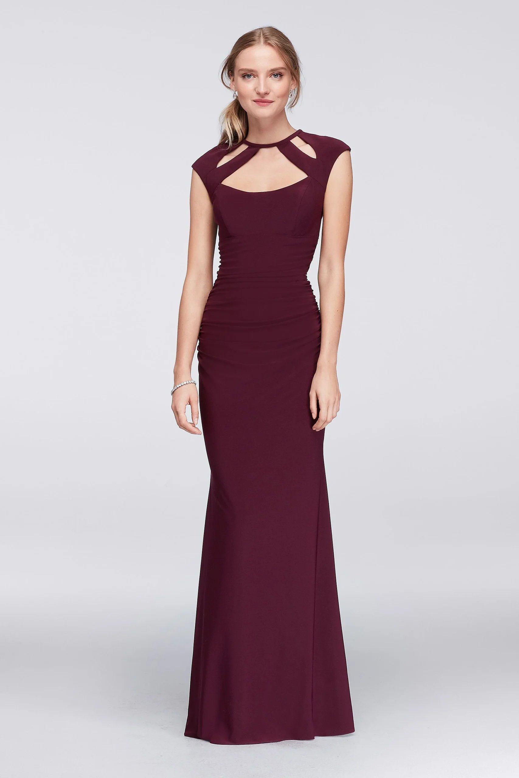 Ruched Sheath Dress With Cutout Neckline