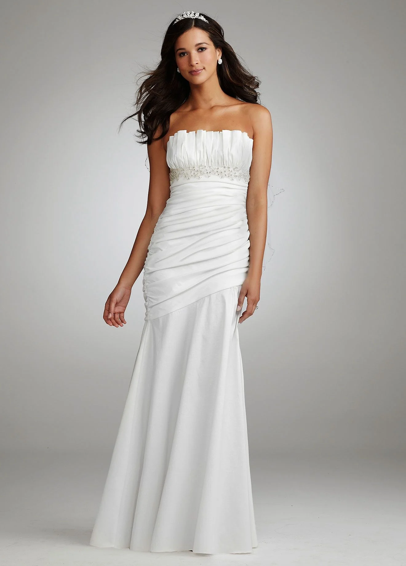 Ruched Strapless Gown with Draped Bodice and Skirt