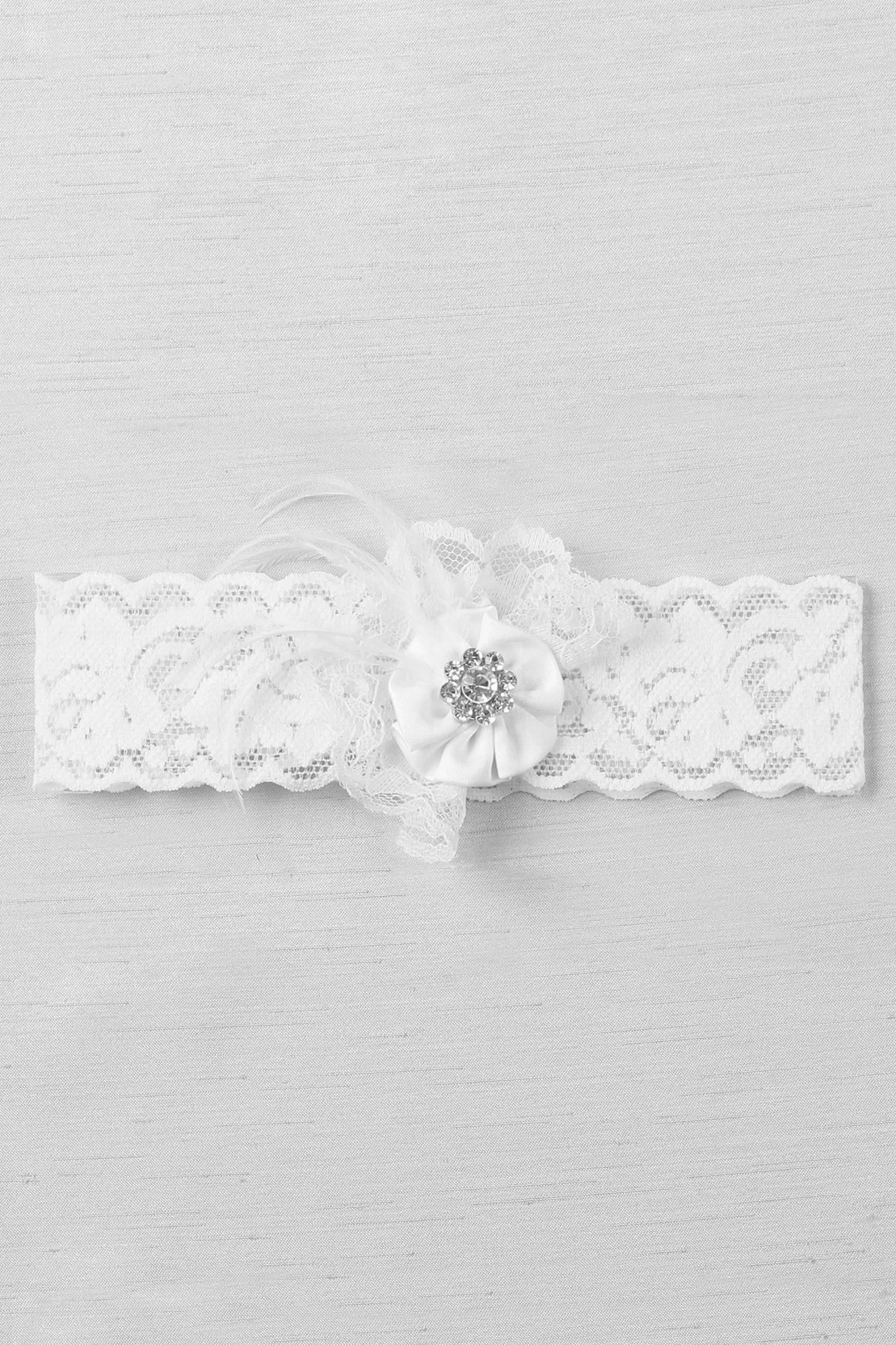Ruffle and Rhinestone Cluster Lace Vintage Garter