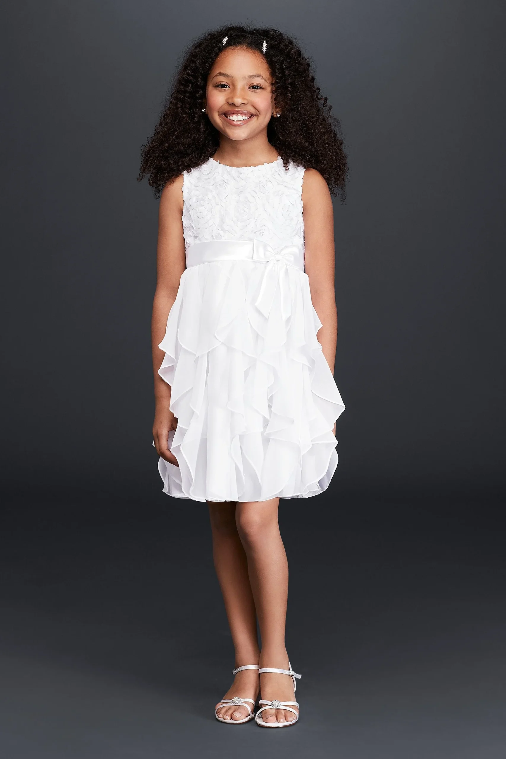 Ruffled Chiffon Flower Girl Dress