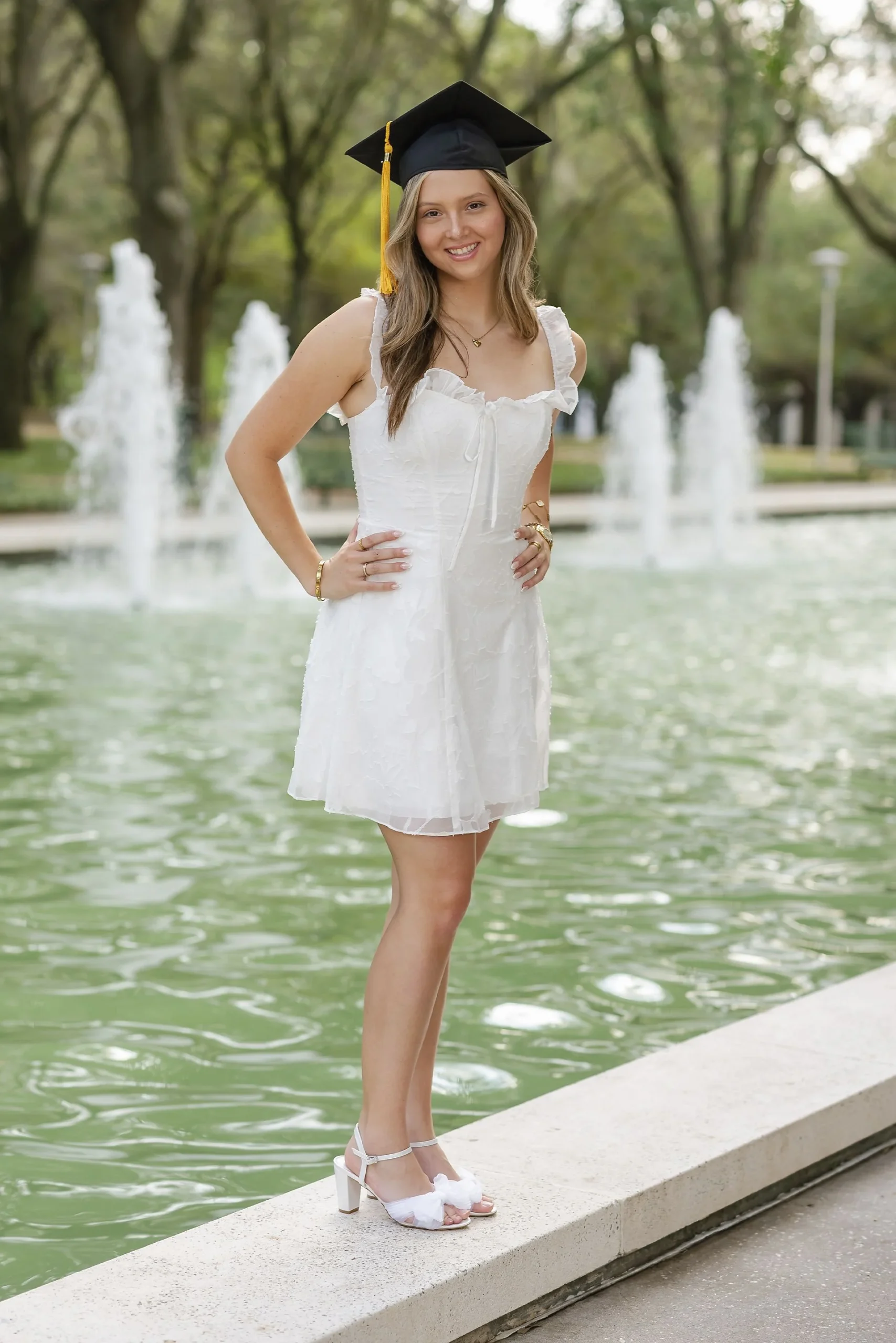 Ruffled Off-the-Shoulder Eyelet A-Line Dress