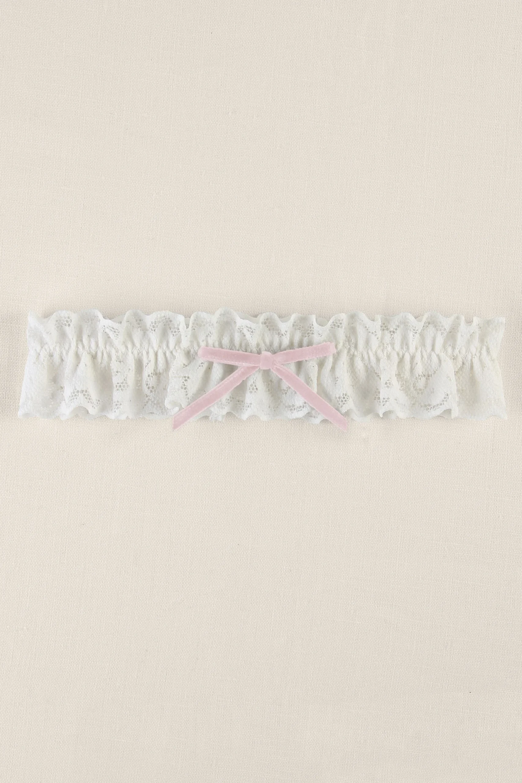 Ruffled Soft Lace Garter with Velvet Bow