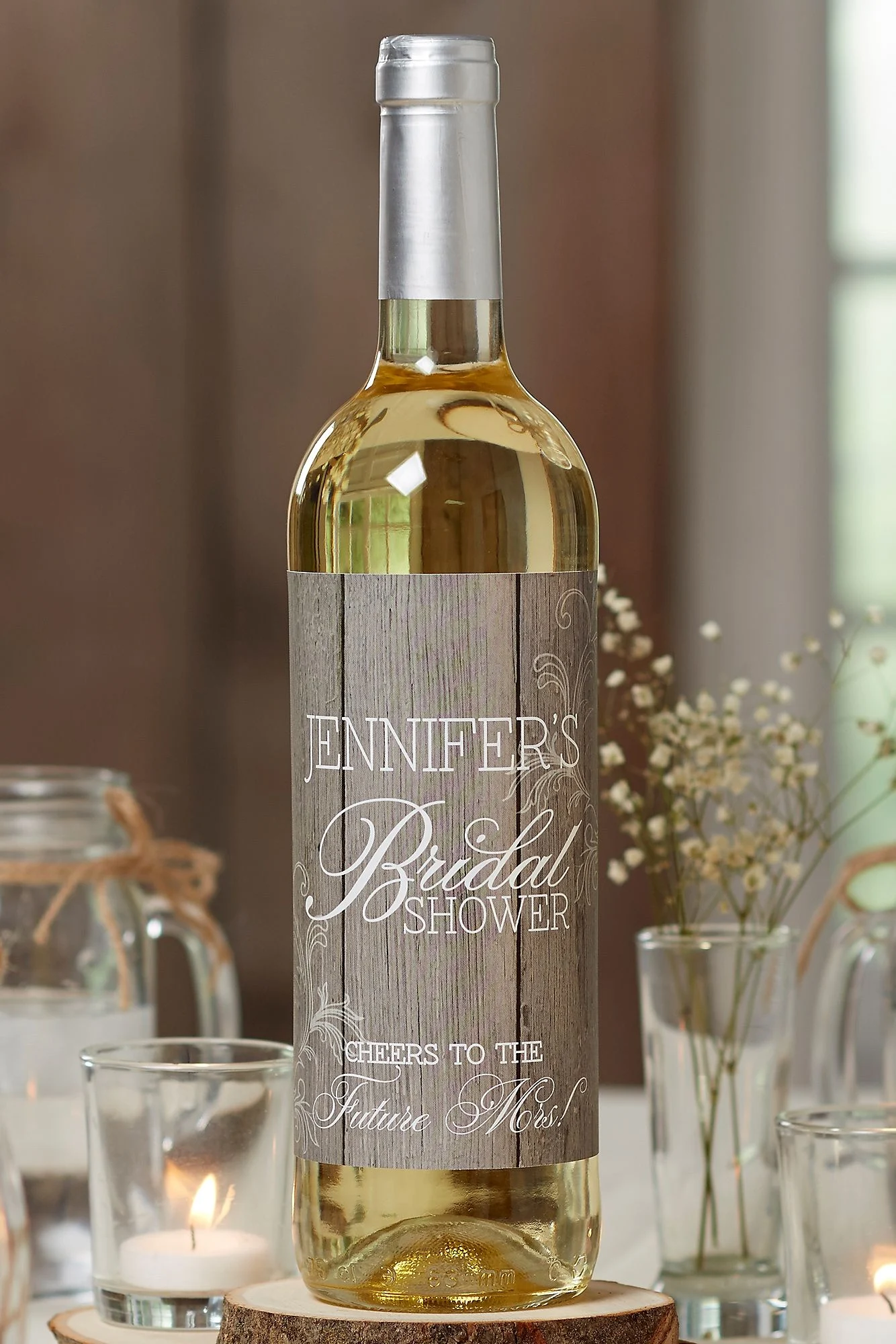 Rustic Bridal Shower Wine Bottle Label