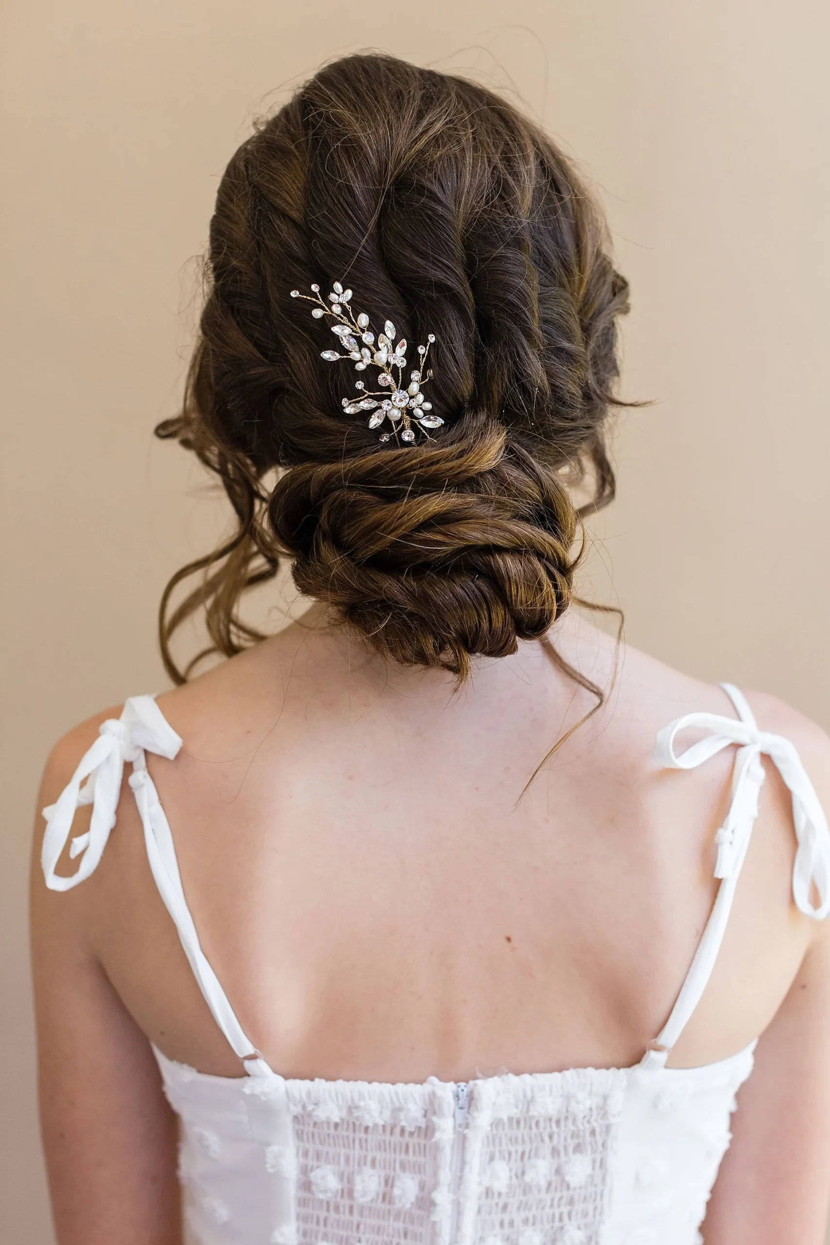 Sabra Hand-Wired Pearl and Crystal Spray Hair Pin