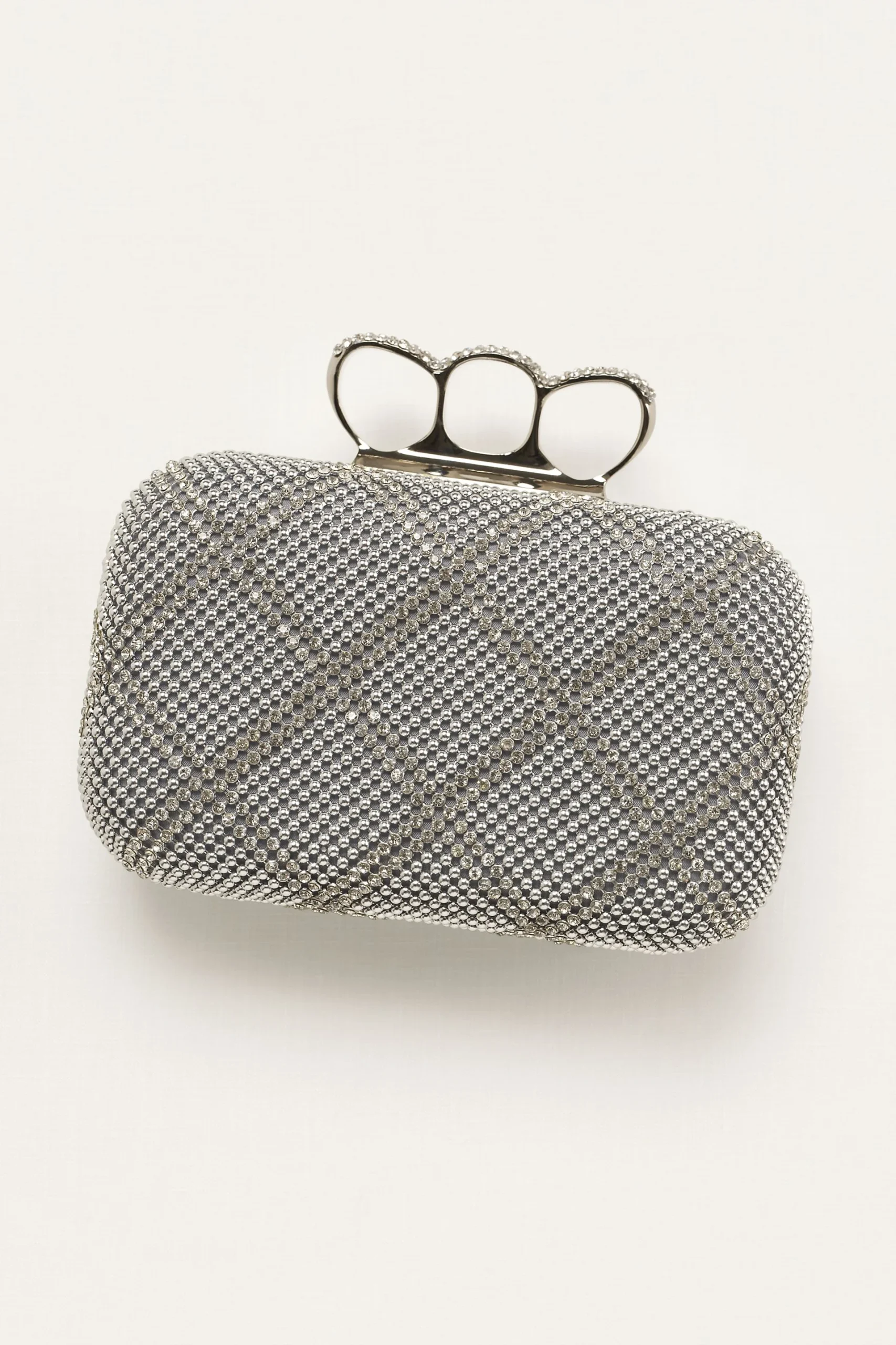 Sasha Crystal Embellished Clutch w/ Knuckle Rings
