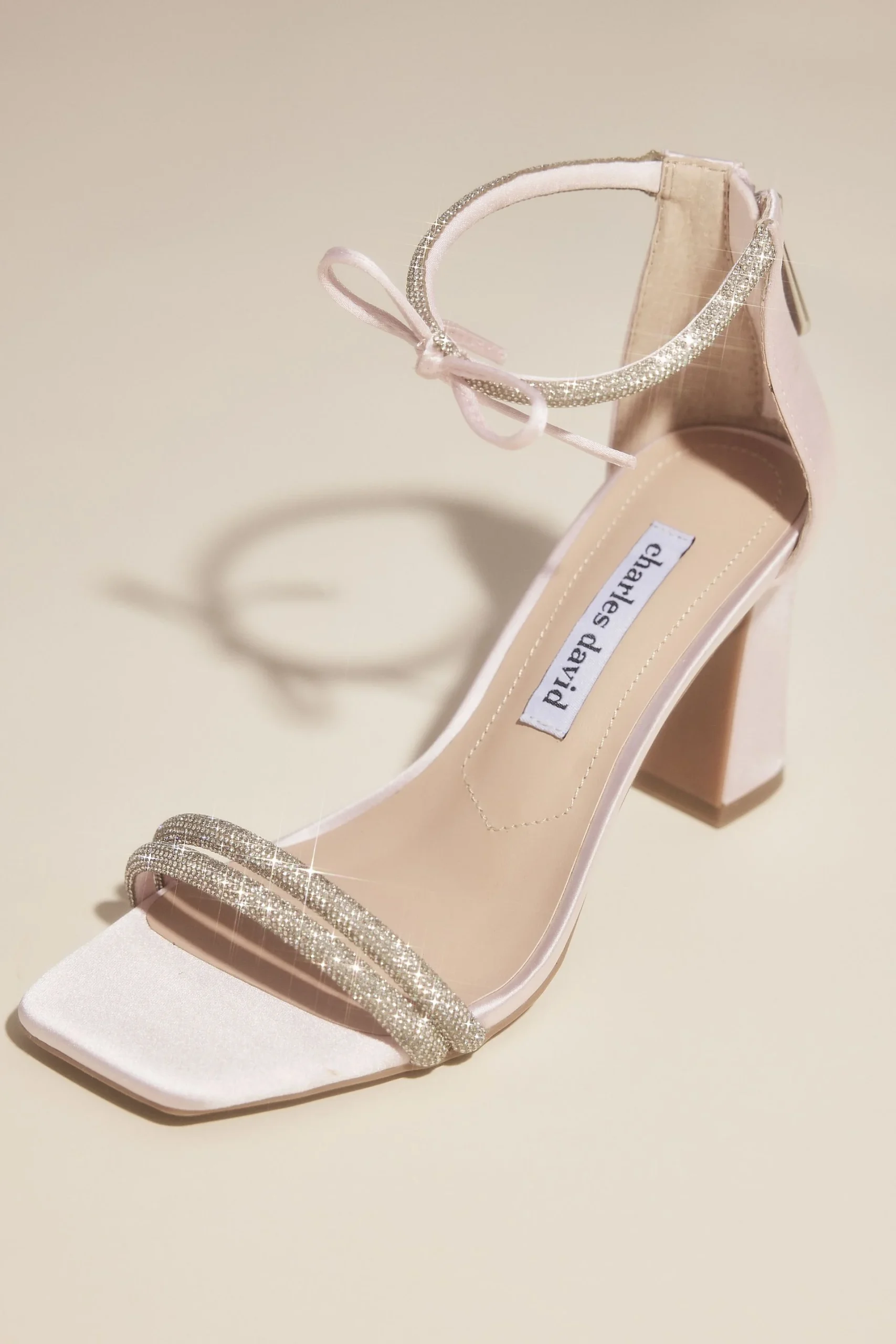 Satin Block Heels with Bow
