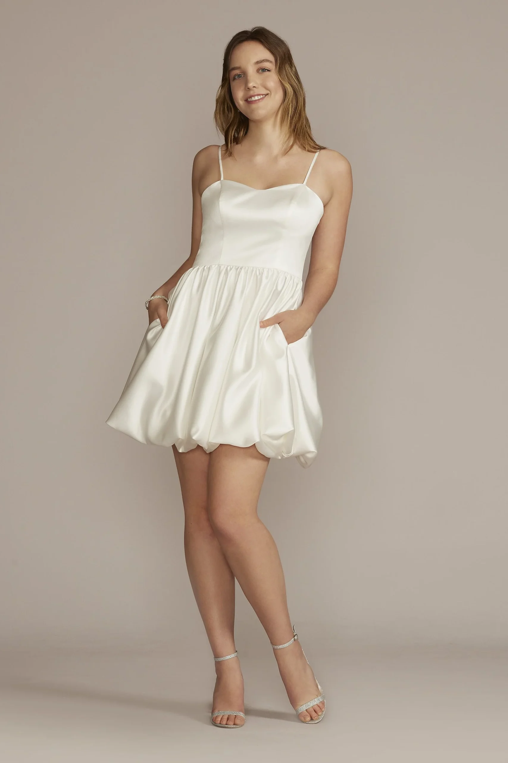 Satin Bubble Hem Mini A-Line