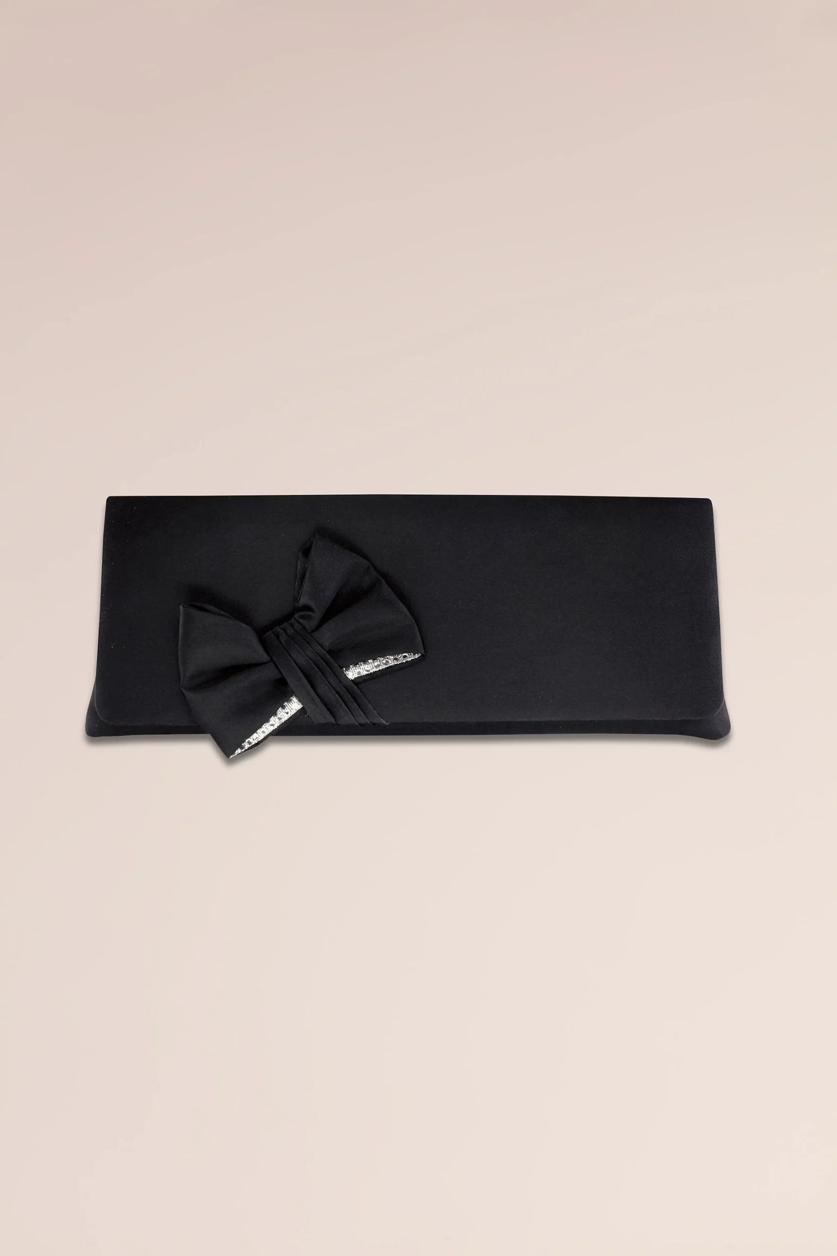 Satin Clutch Handbag with Rhinestone Bow