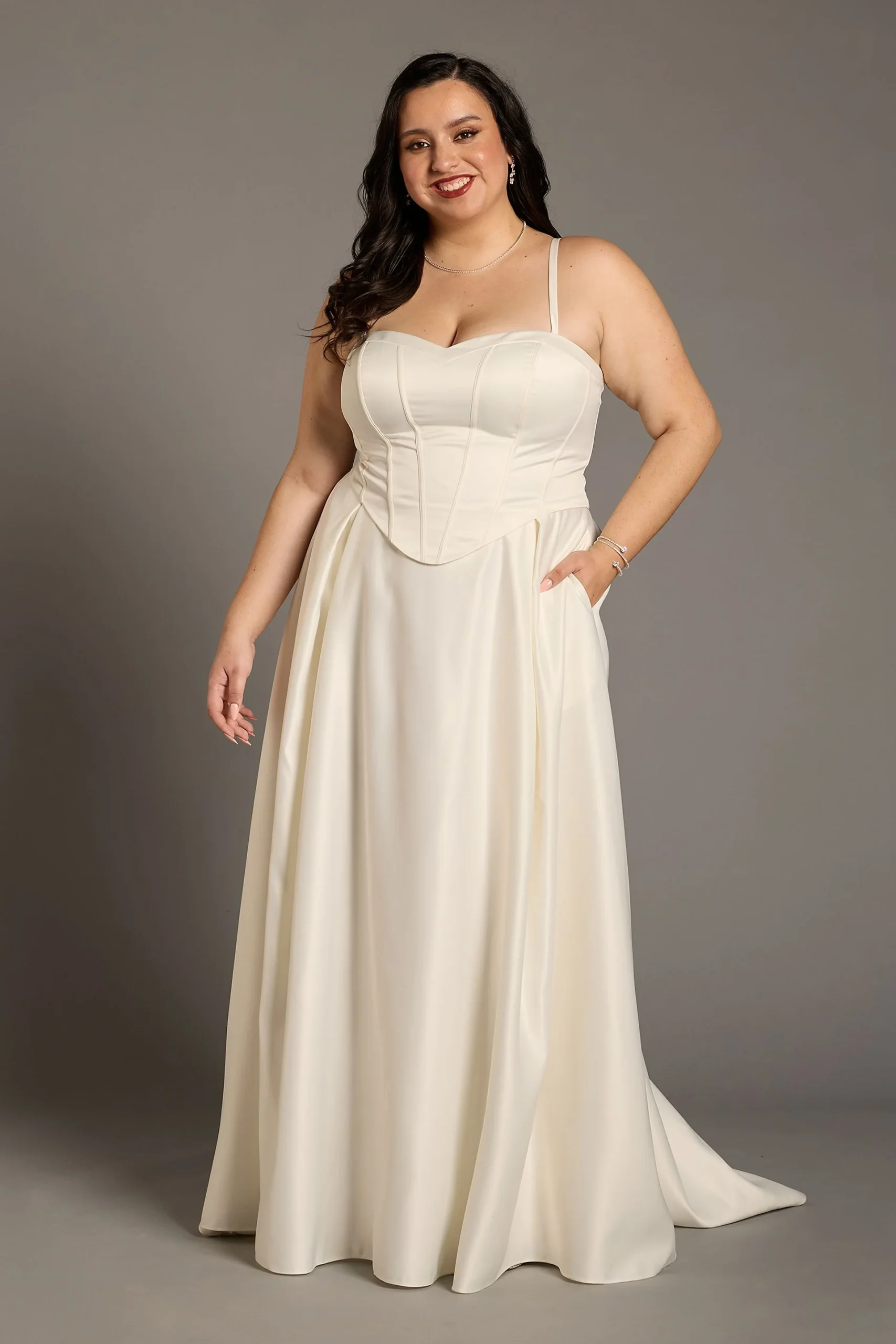 Satin Corset Bodice Ball Gown Wedding Dress