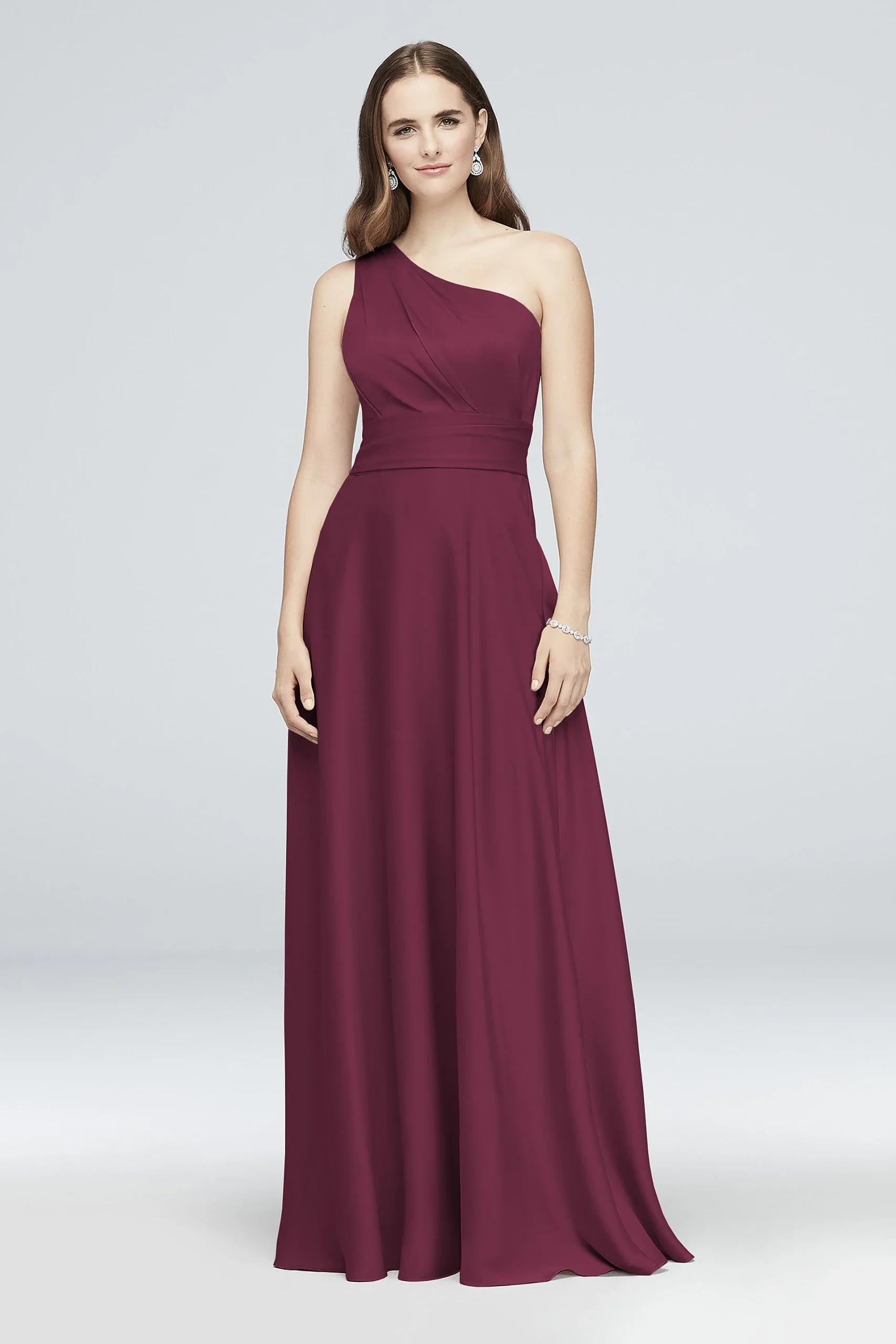 Satin Crepe One-Shoulder Bridesmaid Dress