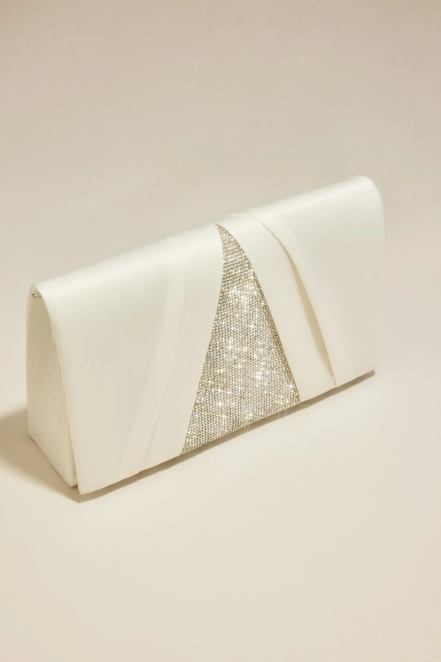 Satin and Crystal Foldover Clutch