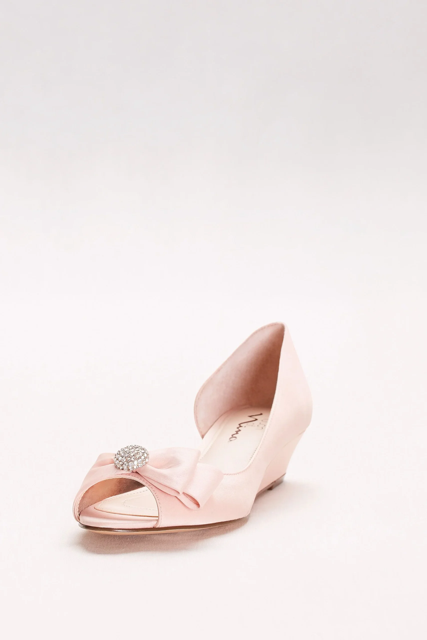 Satin D'Orsay Wedges with Embellished Bow