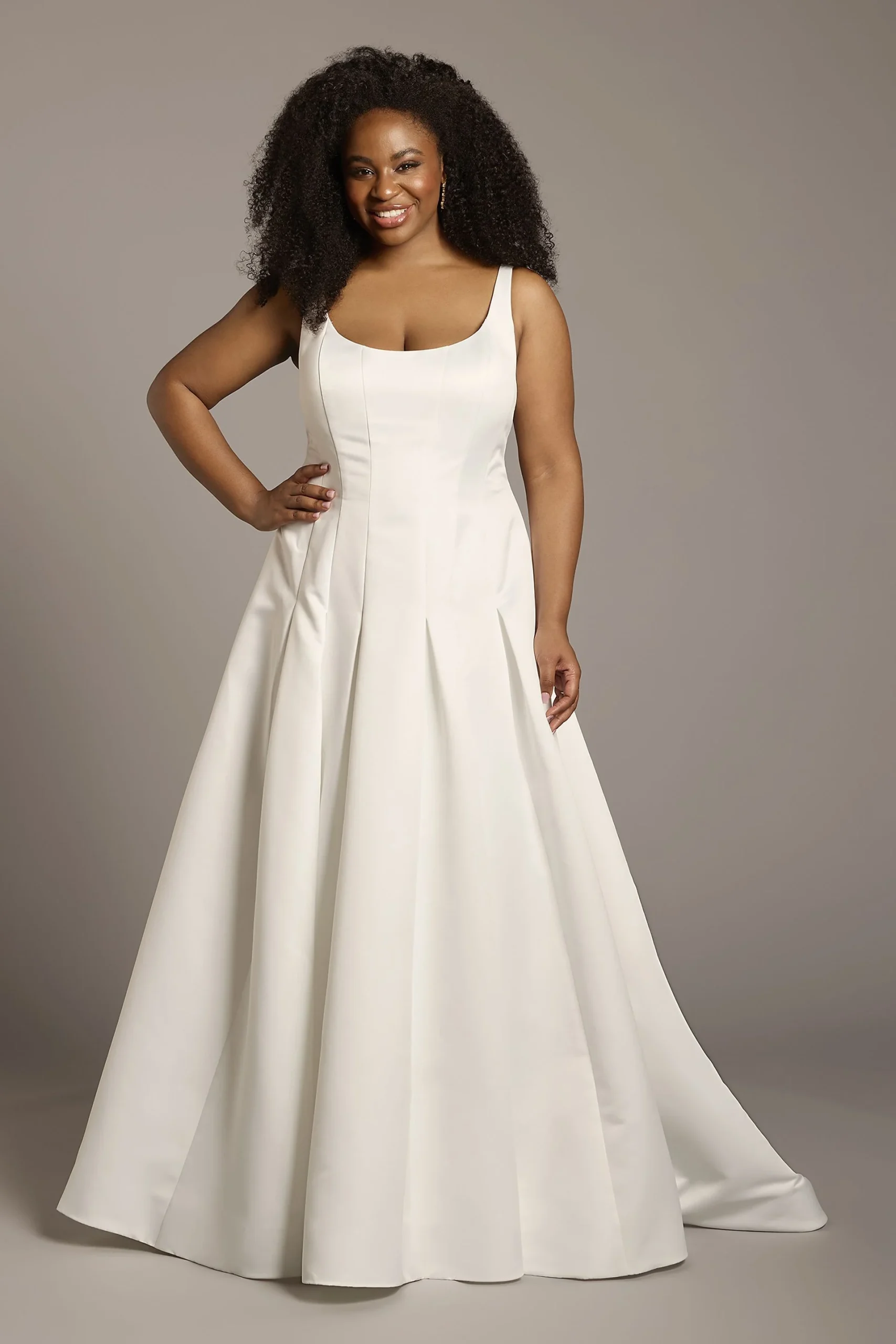 Satin Drop Waist Tank A-Line Wedding Dress