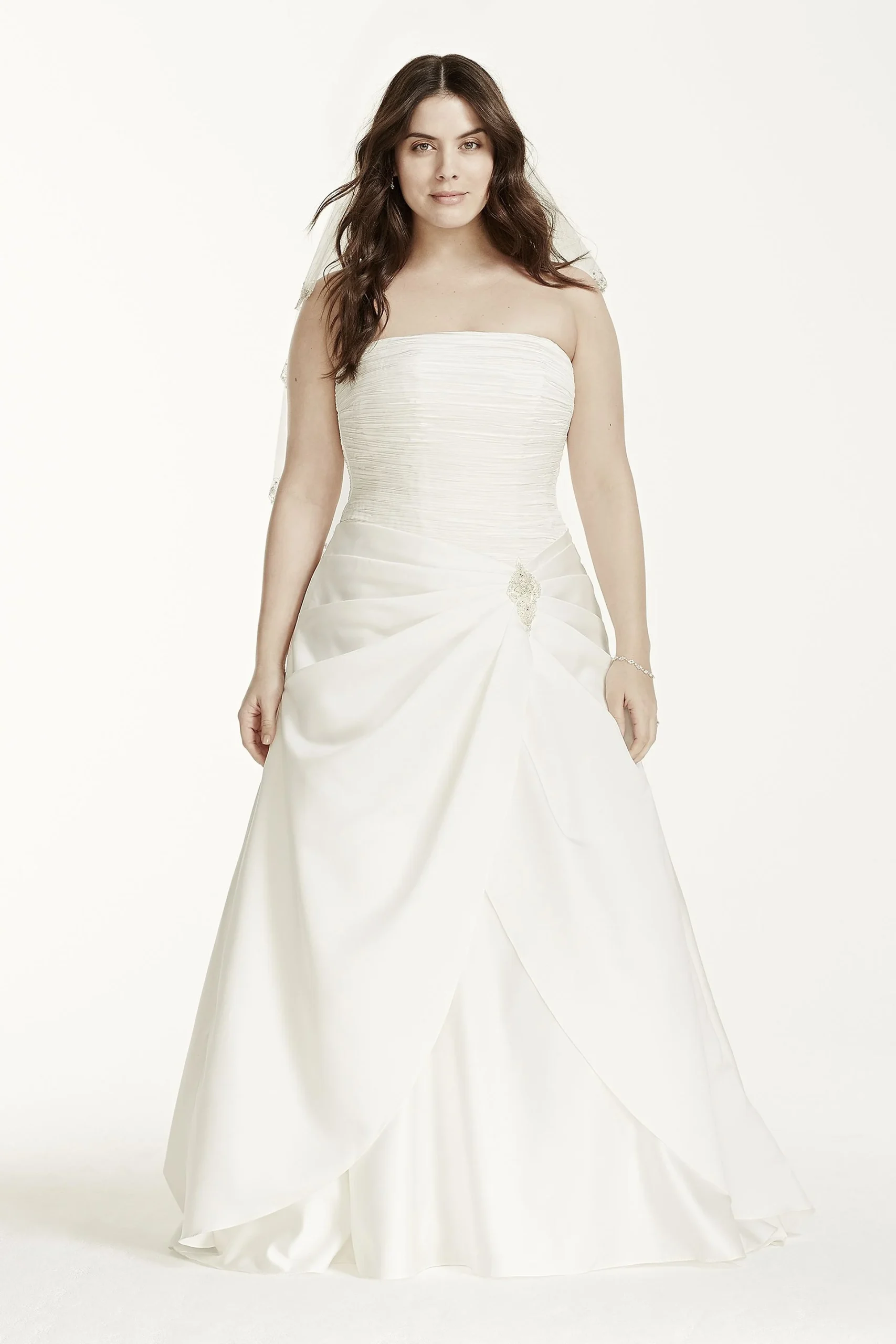 Satin Drop Waist Wedding Dress with Side Split