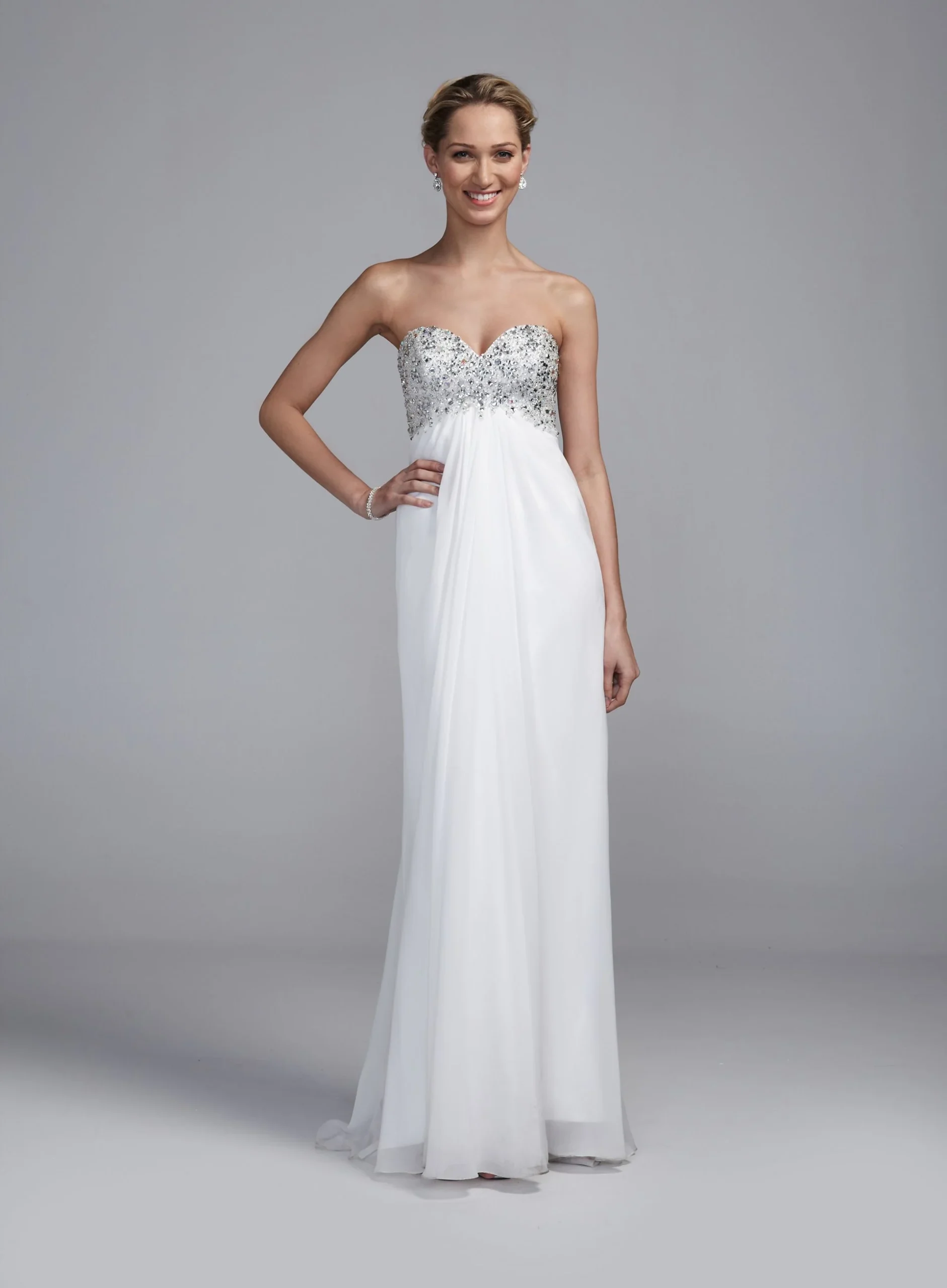Satin Faced Organza Ball Gown with Corsage Detail