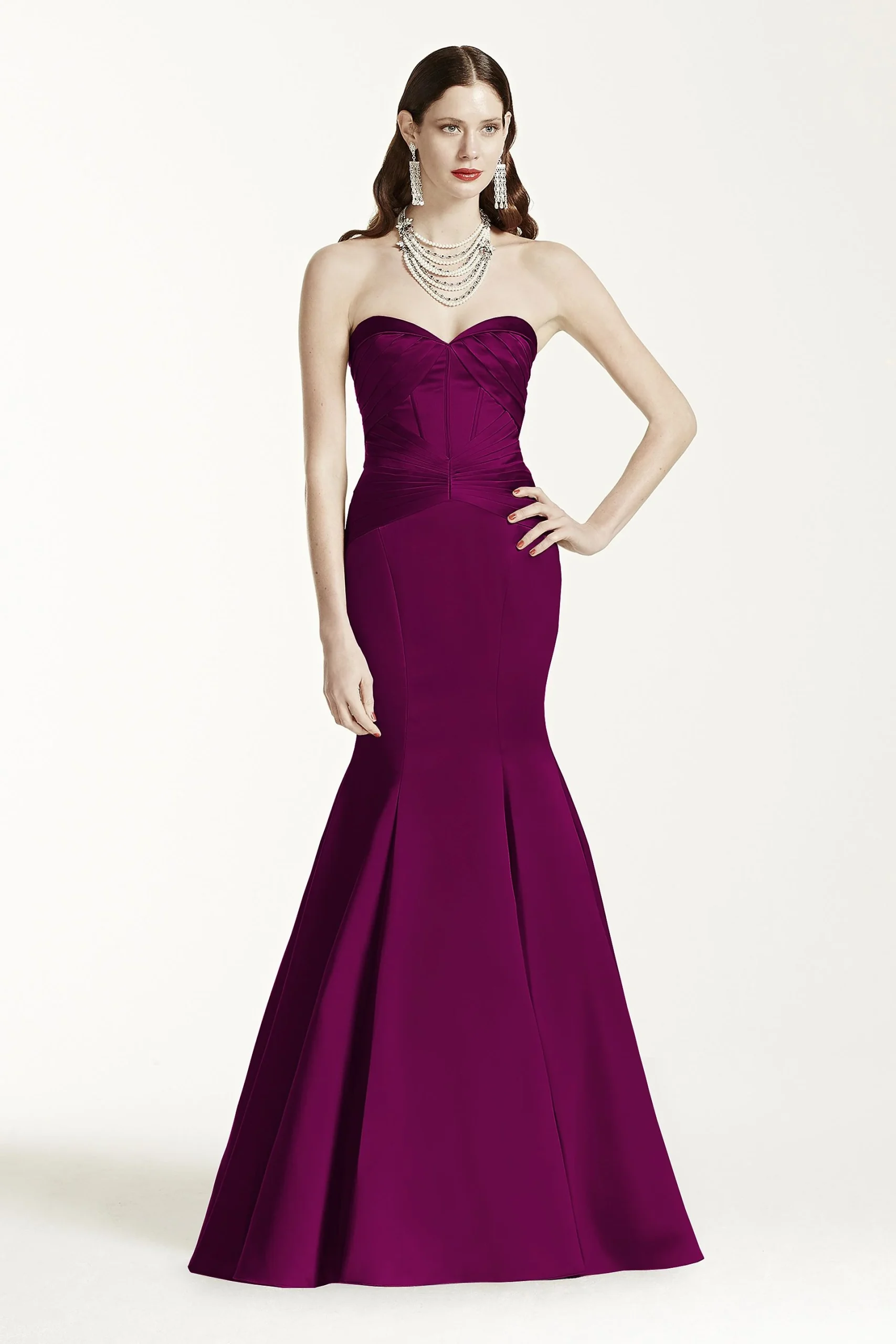 Satin Fit and Flare Dress wiith Corset Seam