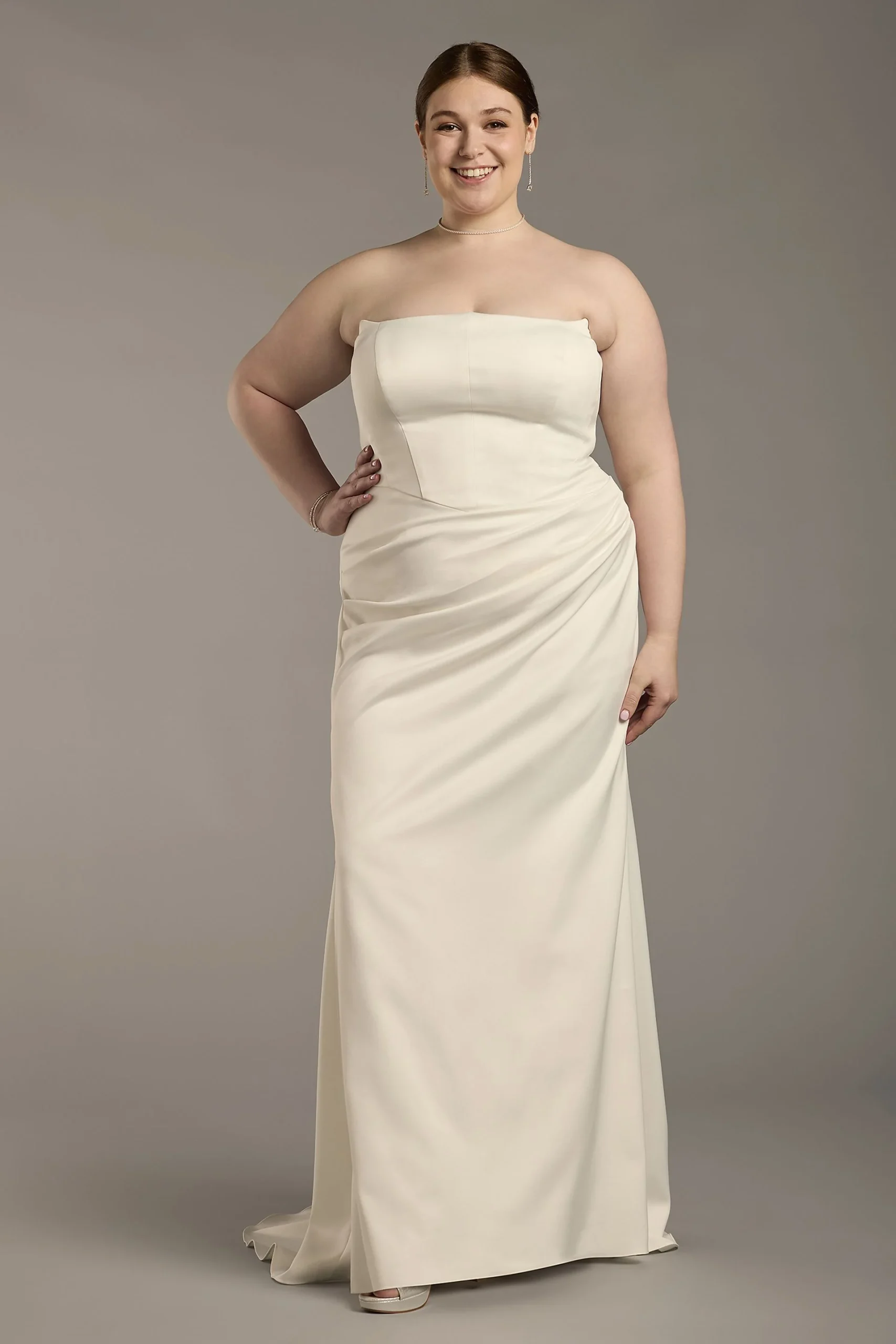 Satin Inverted Sweetheart Neckline Wedding Dress