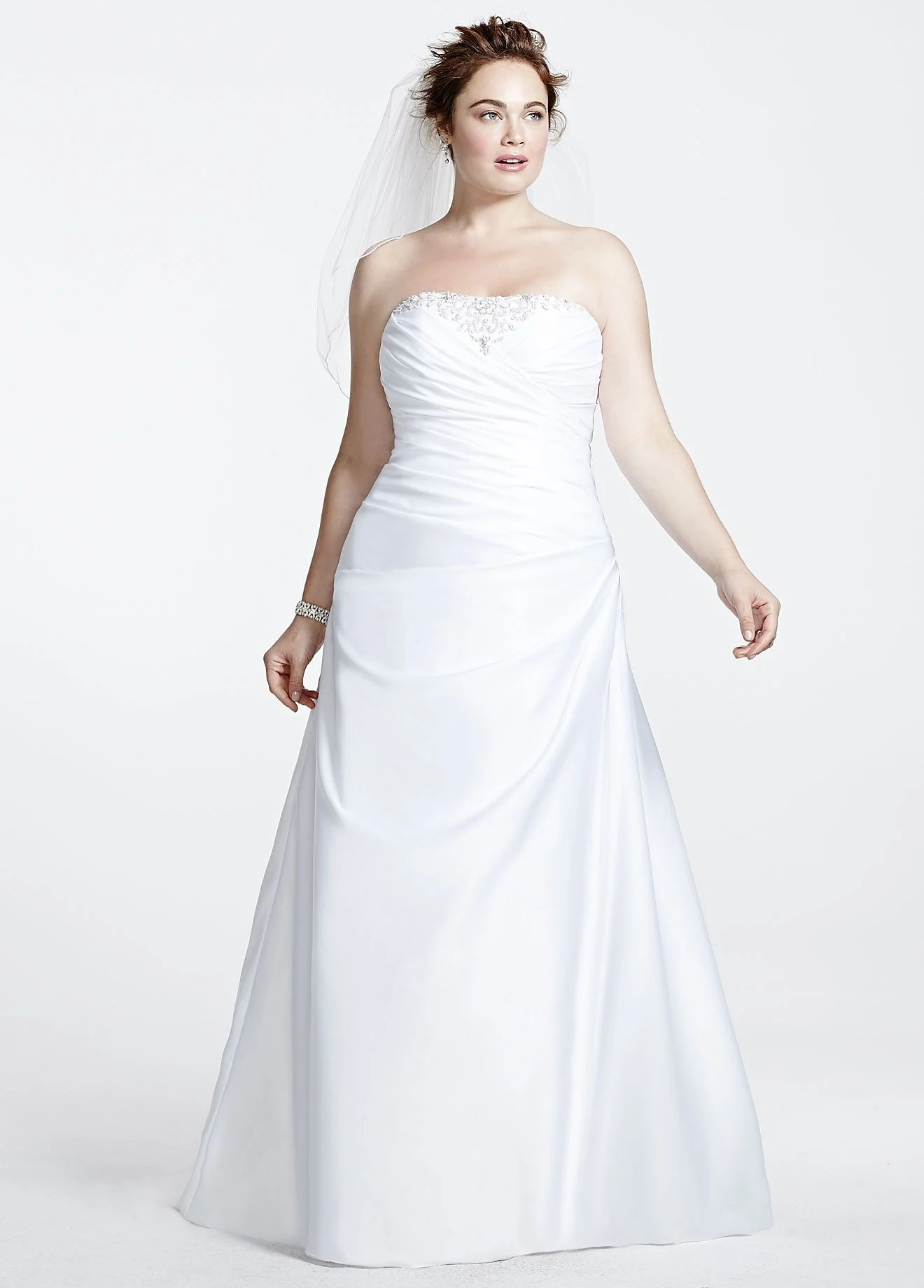 Satin Lace-Up Back A-Line Plus Size Wedding Dress