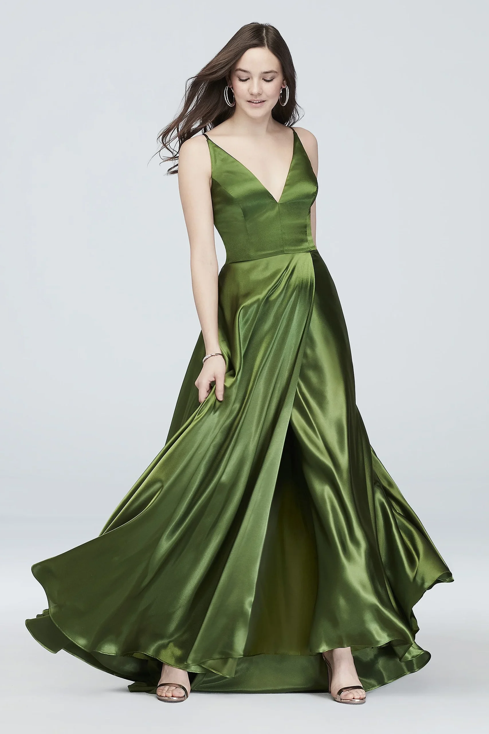 Satin Lace Up A-Line Ballgown with Pockets