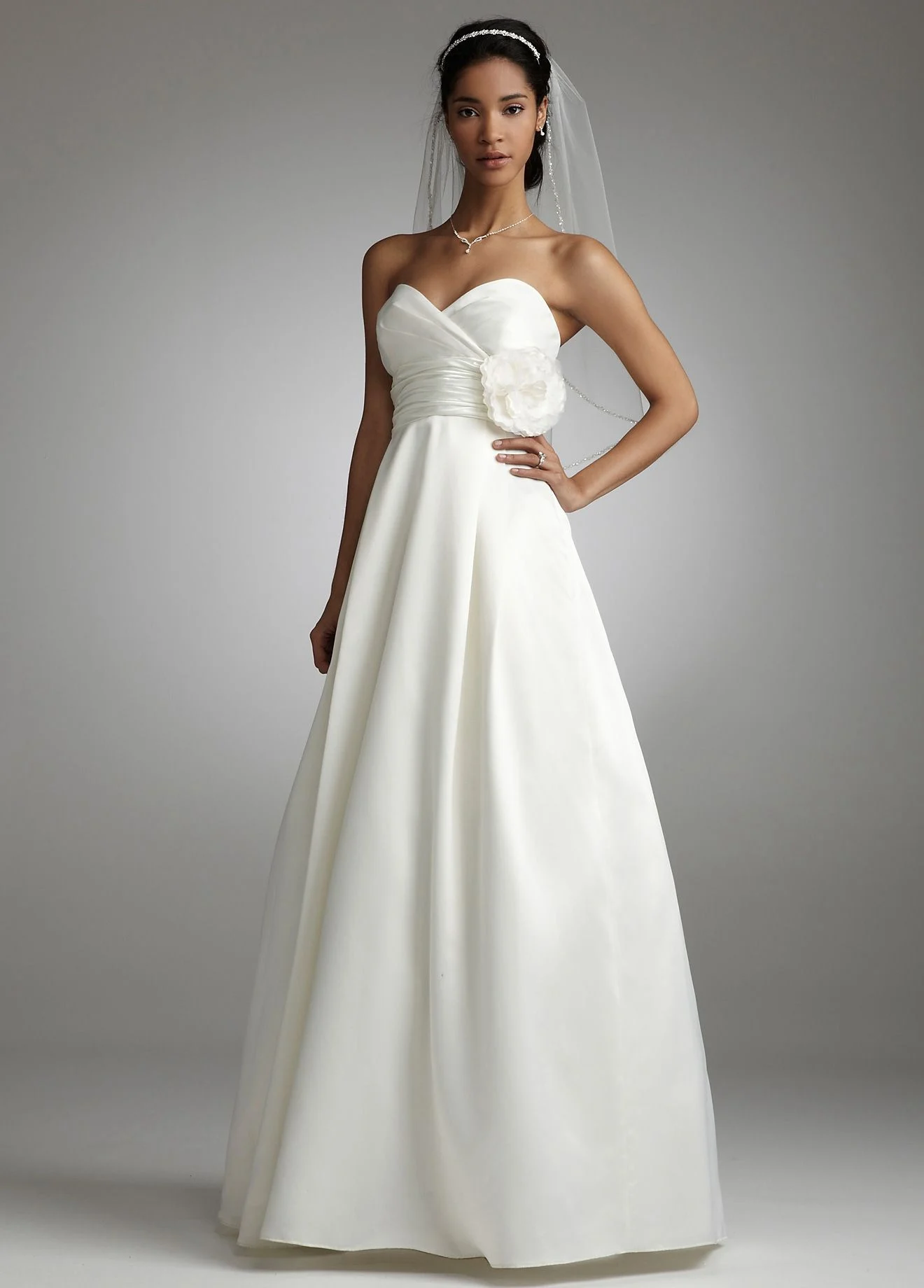 Satin A Line Gown with Empire Bodice