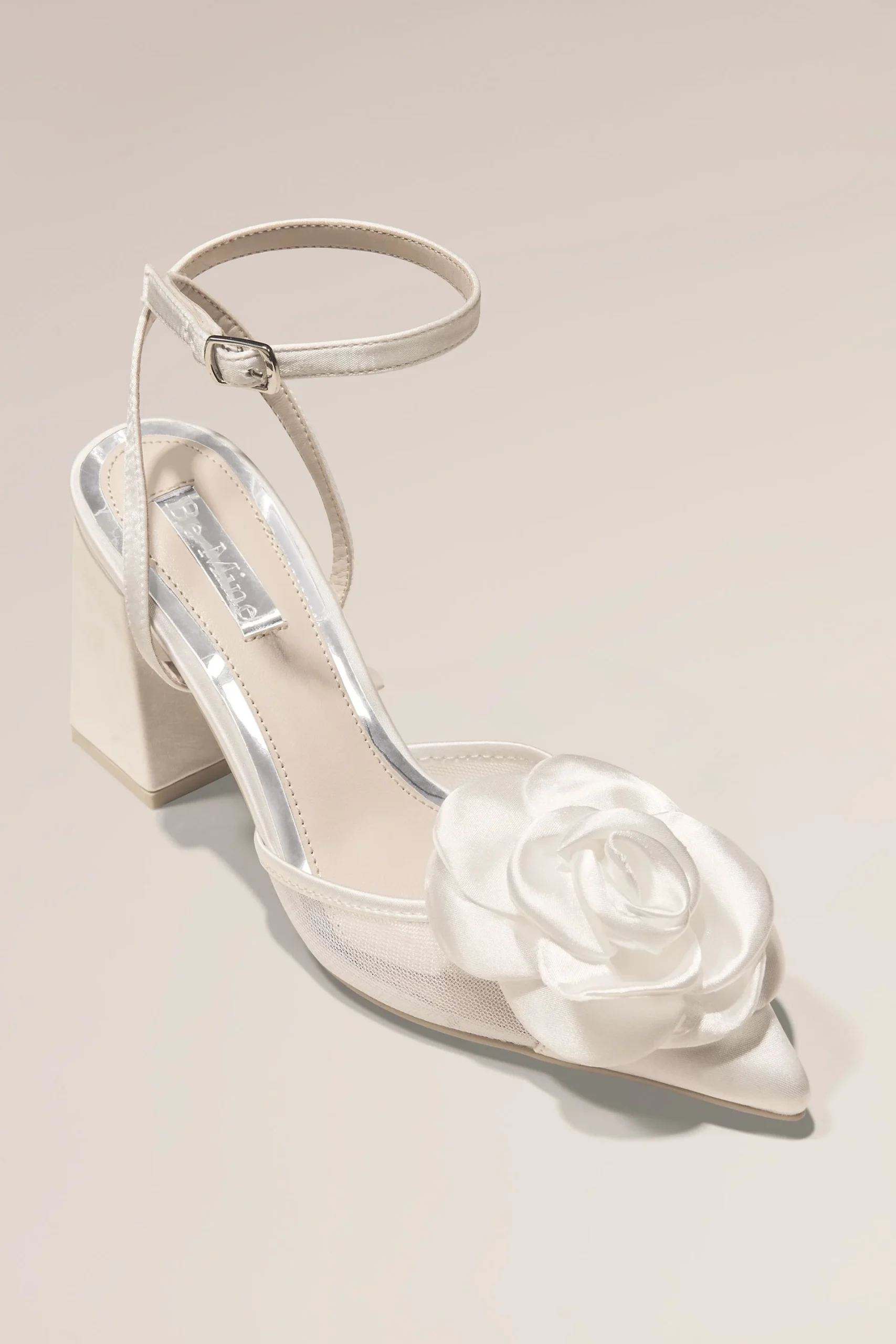 Satin Rosette High Block Heels