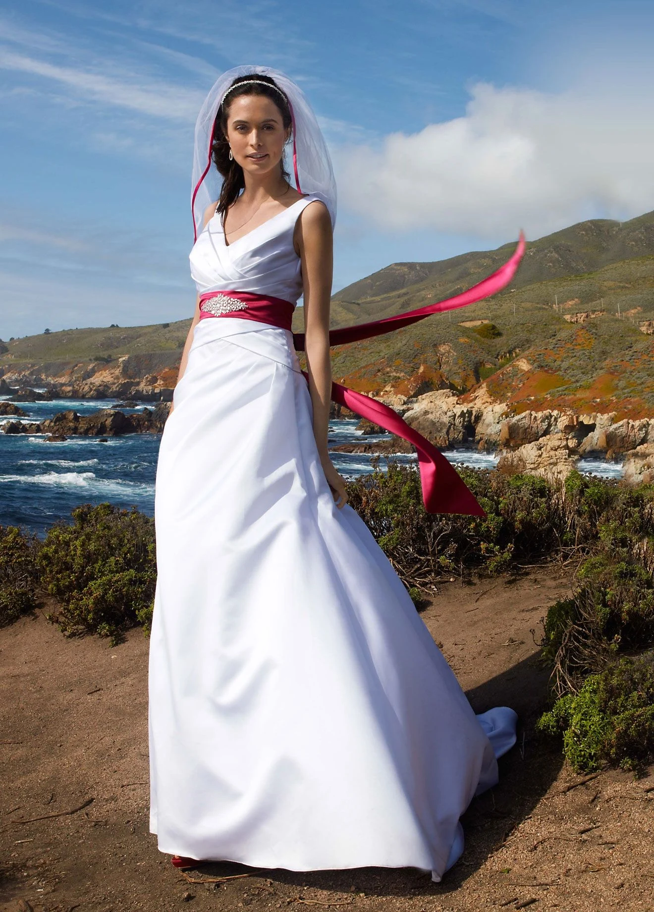 Satin Side-Draped A-line Gown with Tank Straps