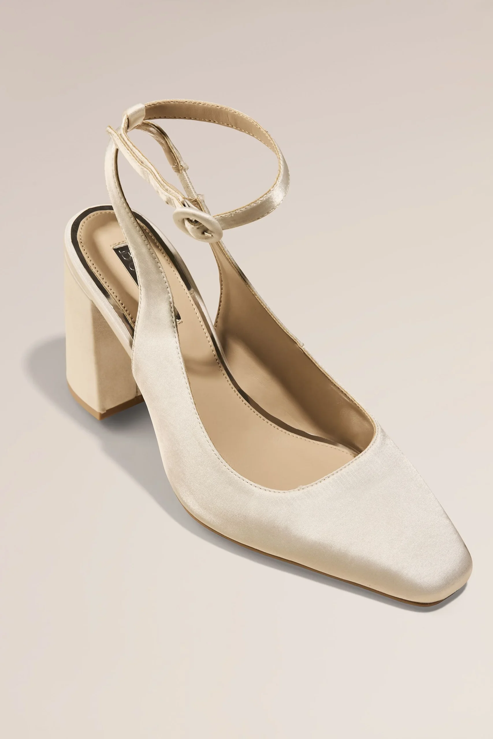 Satin Slingback High Block Heels