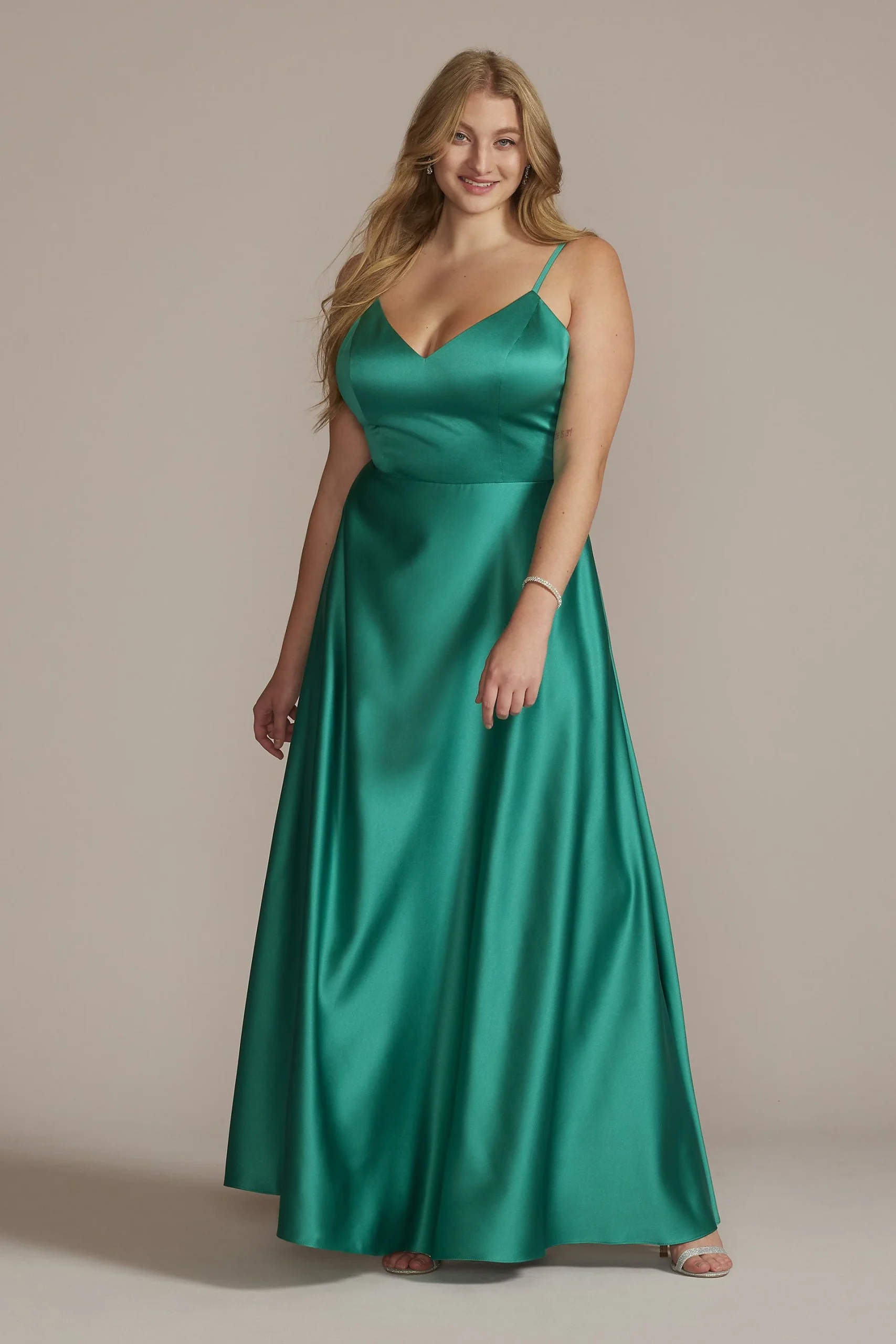 Satin Spaghetti Strap A-Line Prom Dress