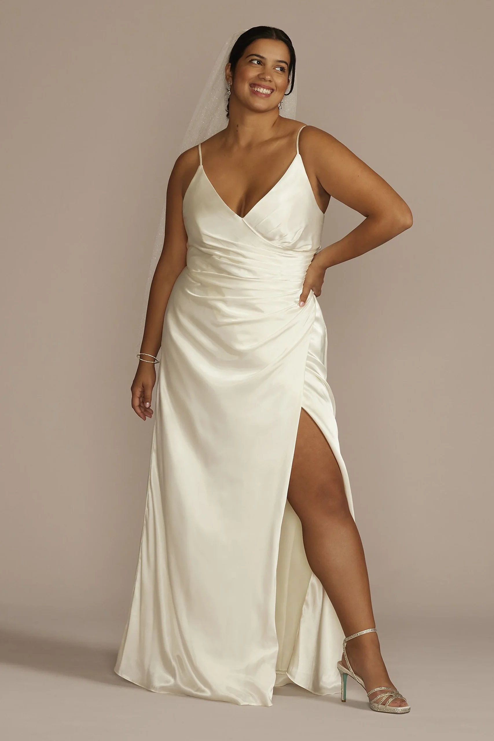Satin Spaghetti Strap Sheath Wedding Dress