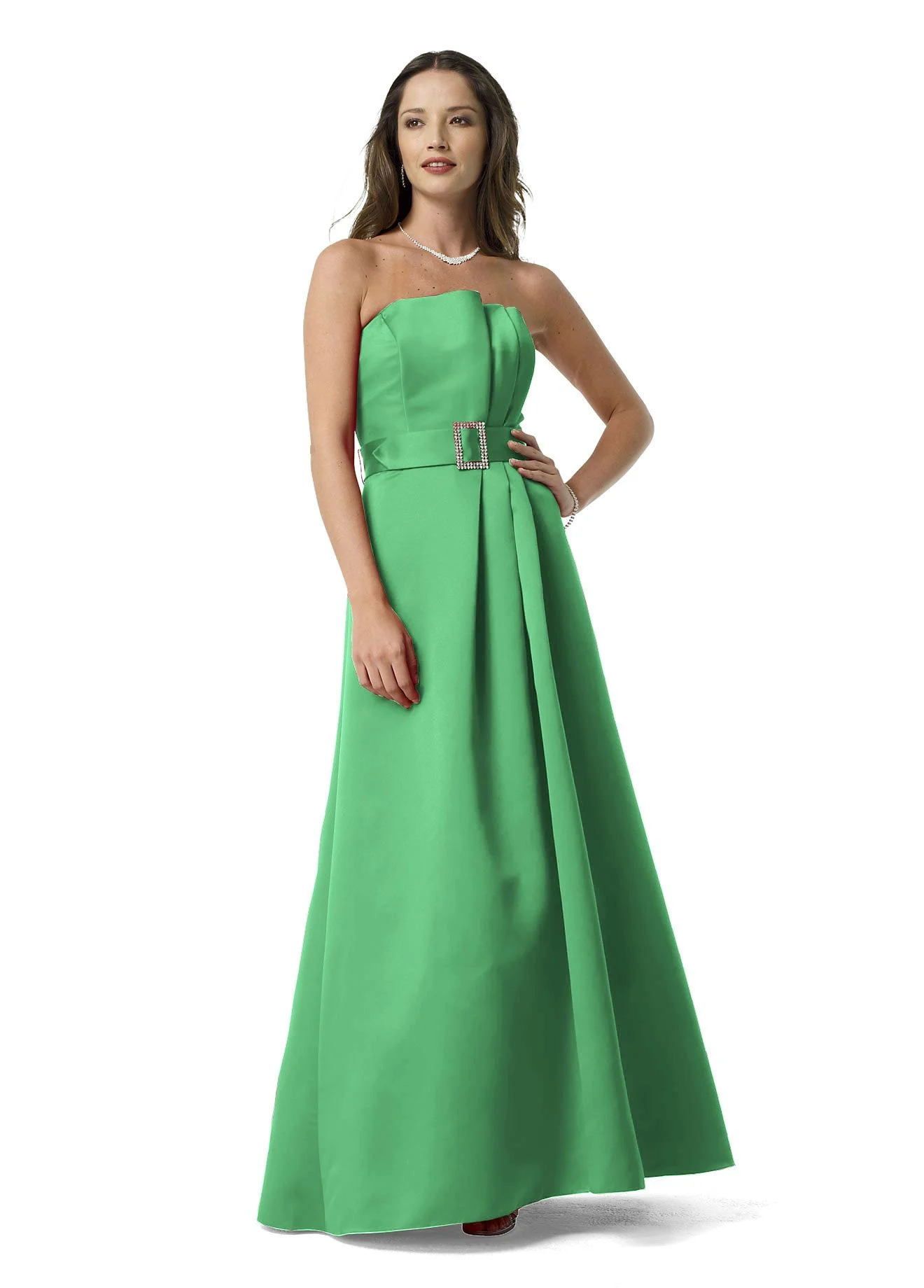 Satin Strapless Ballgown with Rhinestone Belt