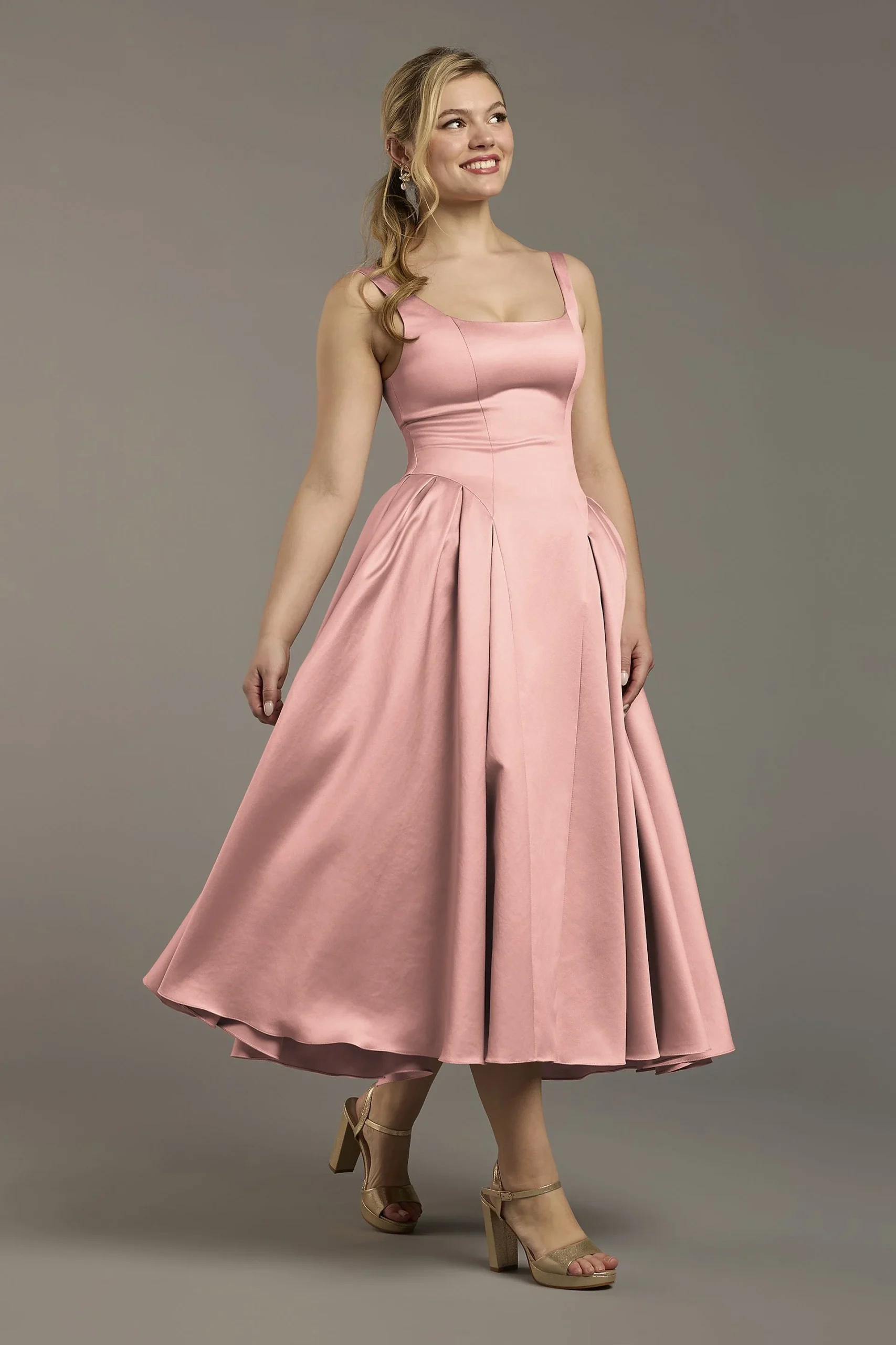 Satin Tank Tea-Length Dress