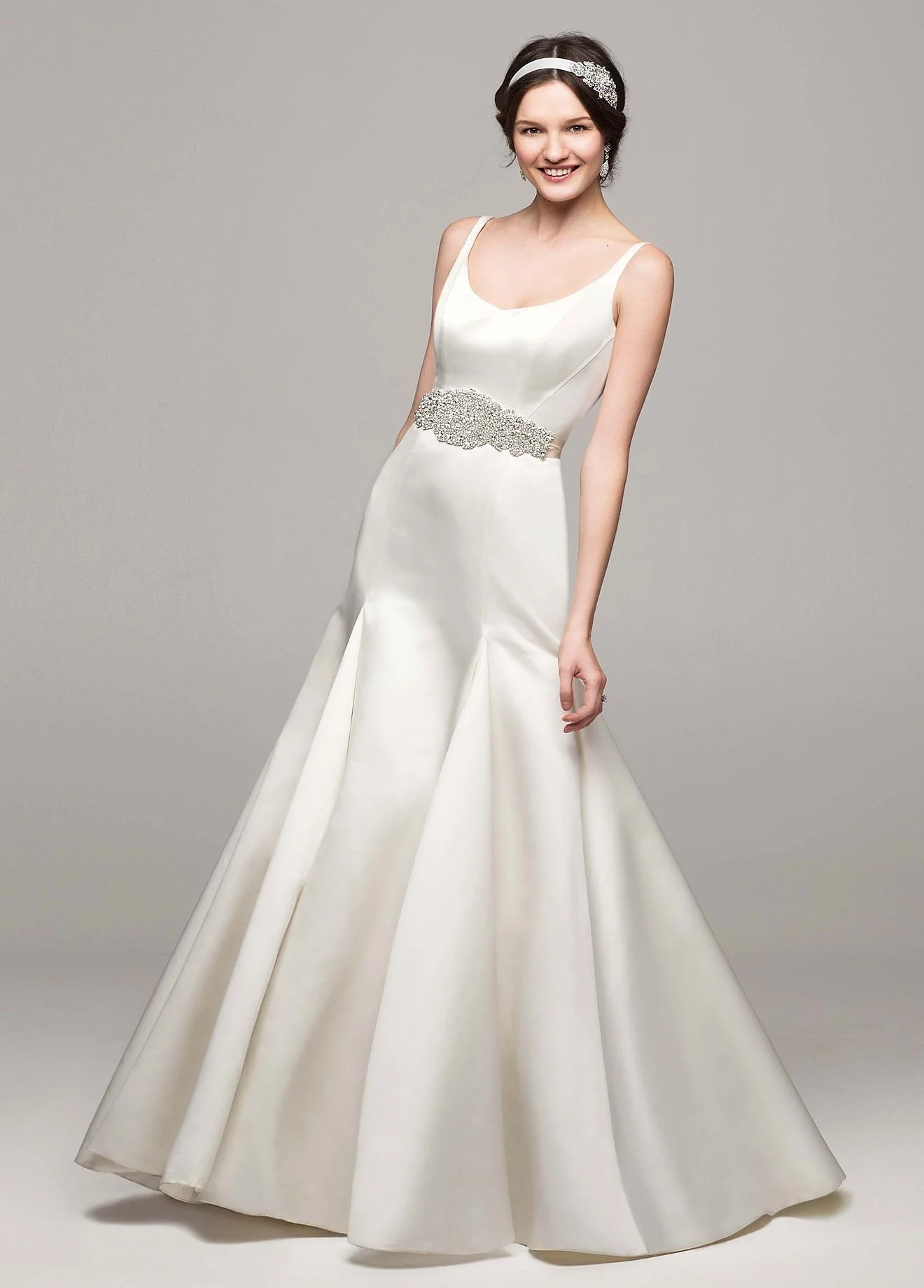 Satin Trumpet Wedding Dress with Pleated Skirt