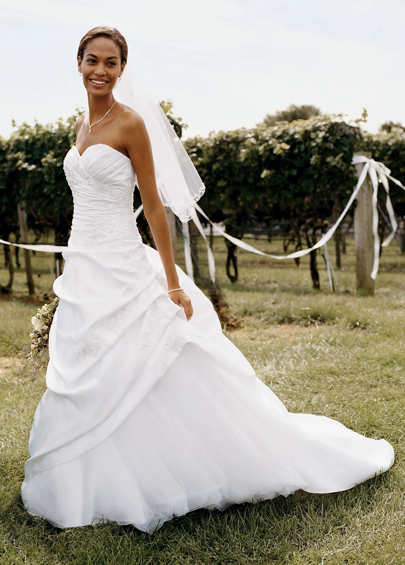 Satin and Tulle Asymmetrical Pick-up Gown