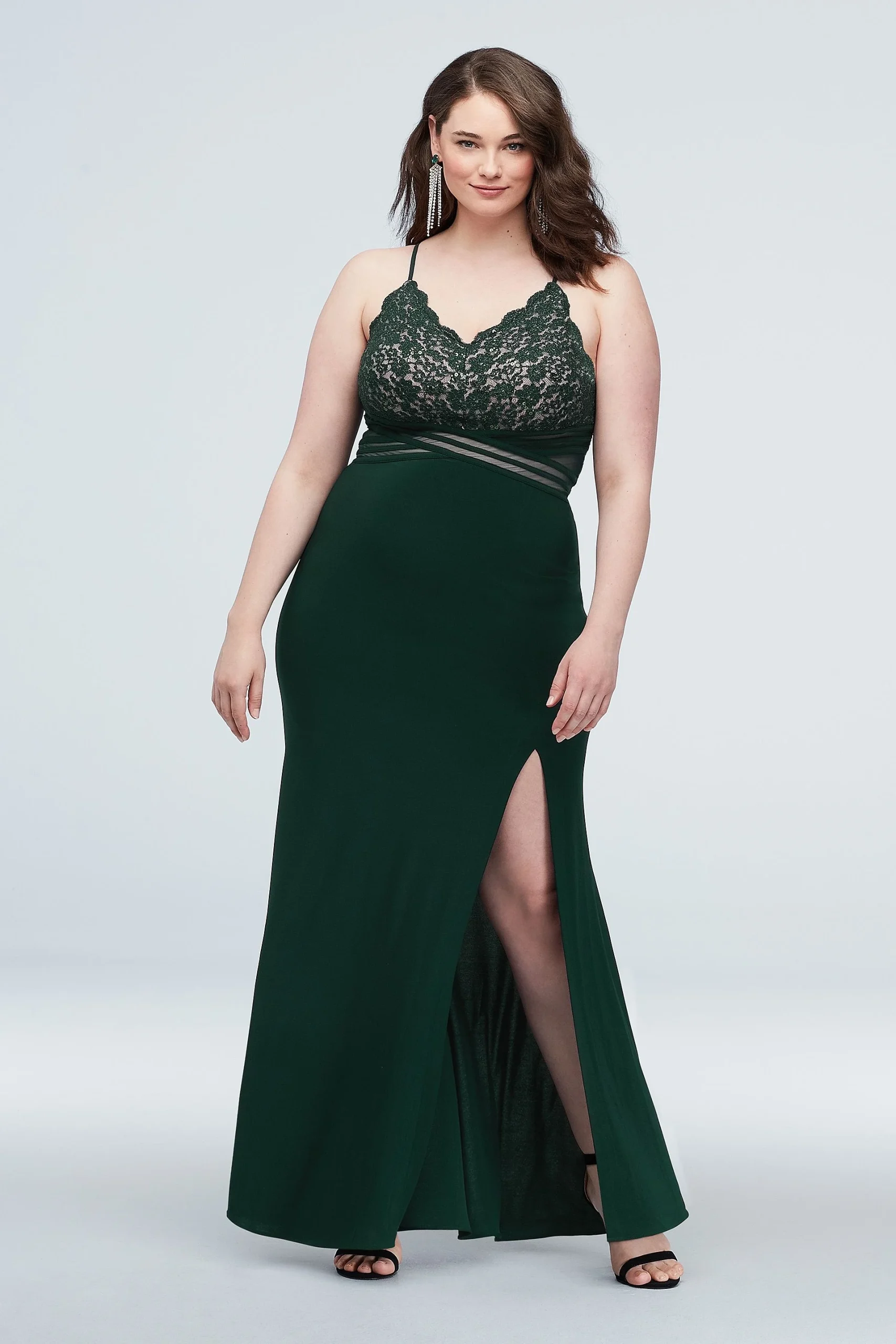 Scalloped Lace Dress with Banded Illusion Waist