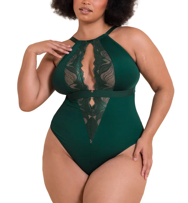 Scantilly by Curvy Kate Indulgence Stretch Lace Body Suit (ST010704) - Emerald