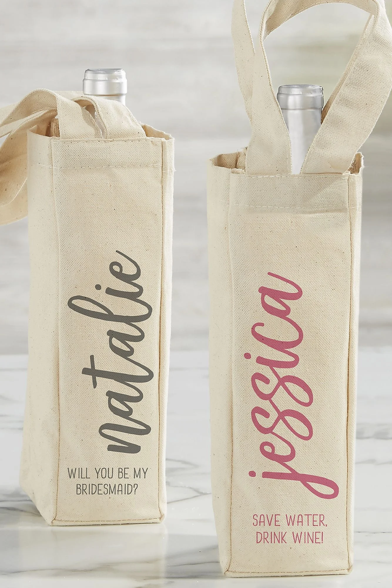 Scripty Style Personalized Wine Tote Bag