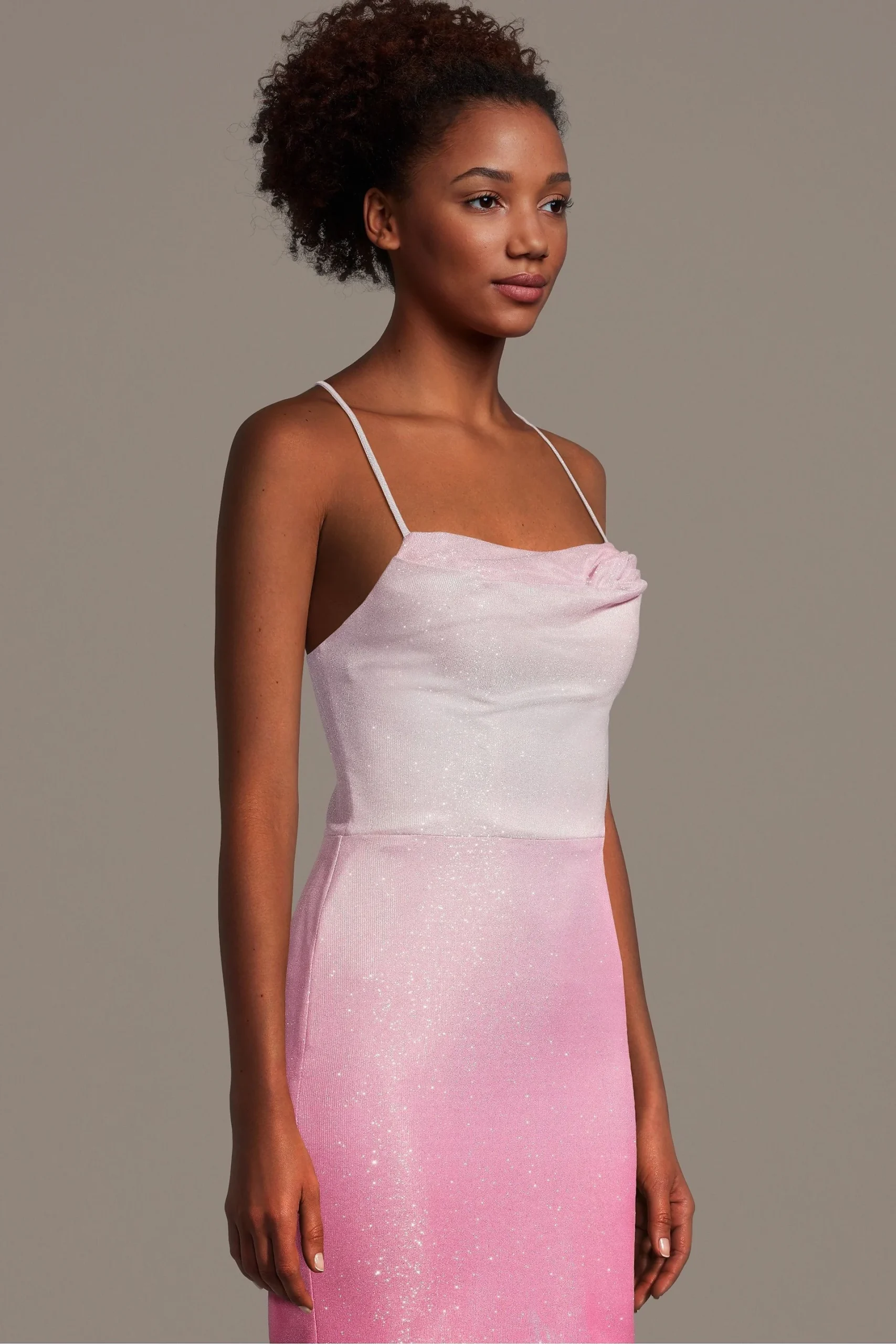 Sequin Cowl Neck Mini Dress