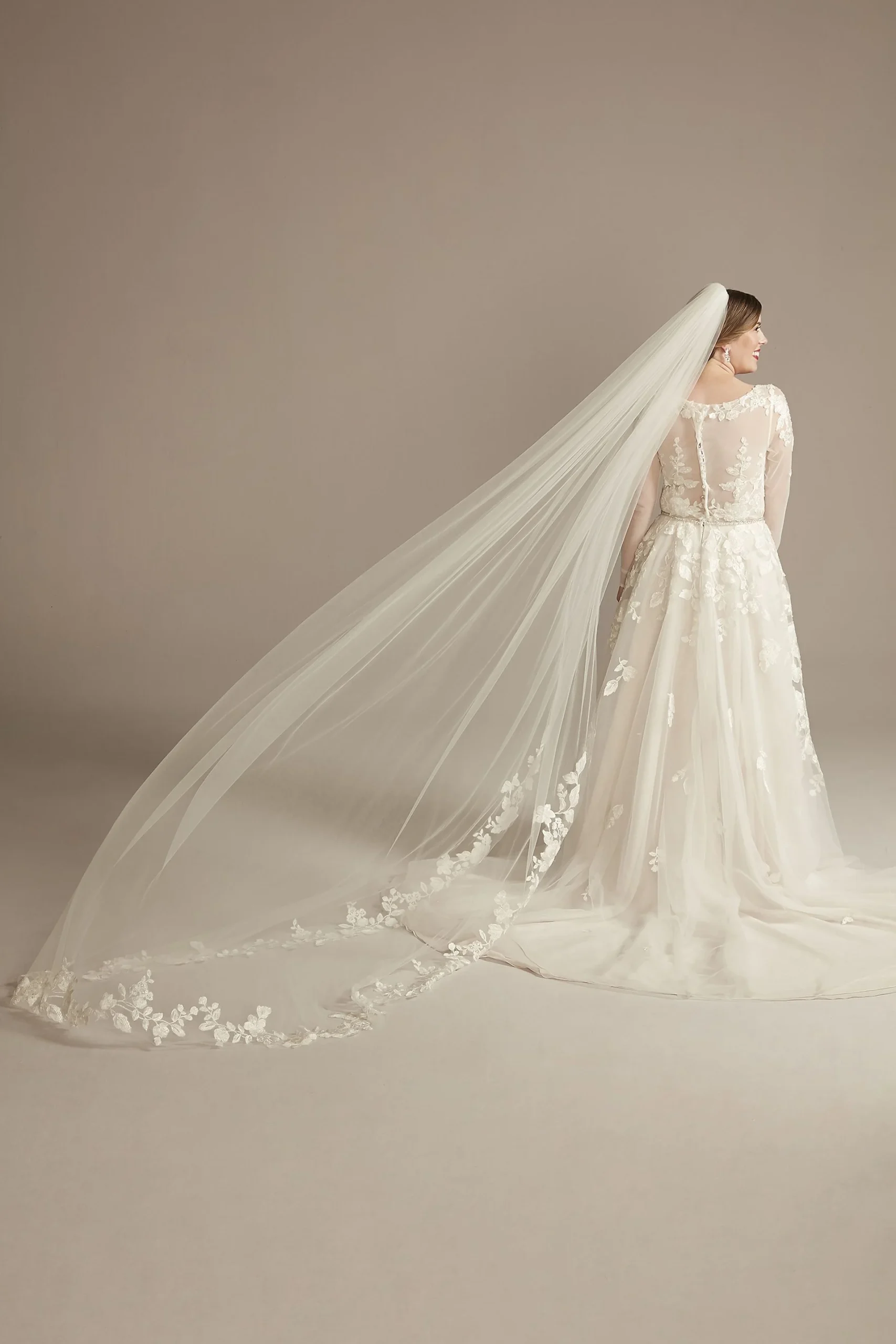 Sequin Floral Applique Cathedral Veil