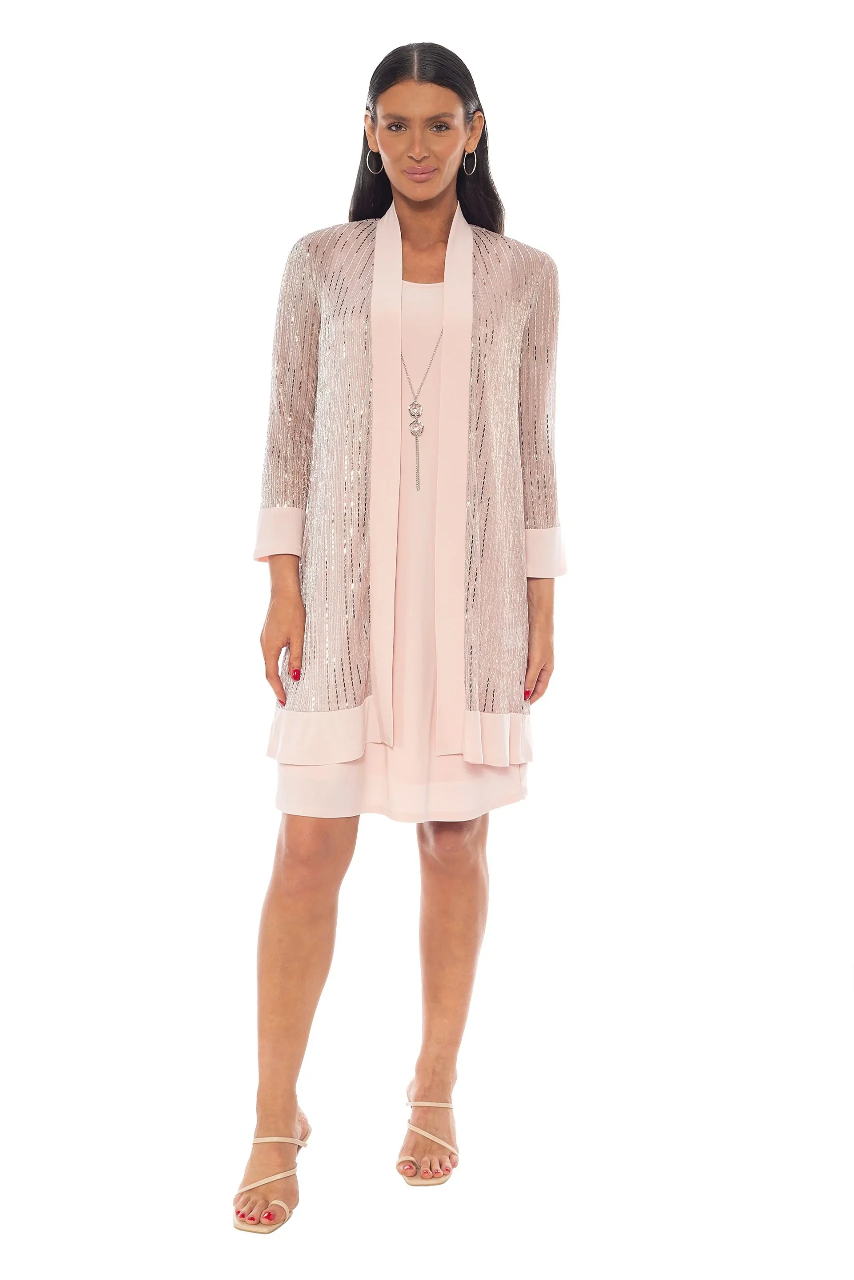Sequin Jacket Dress with Necklace