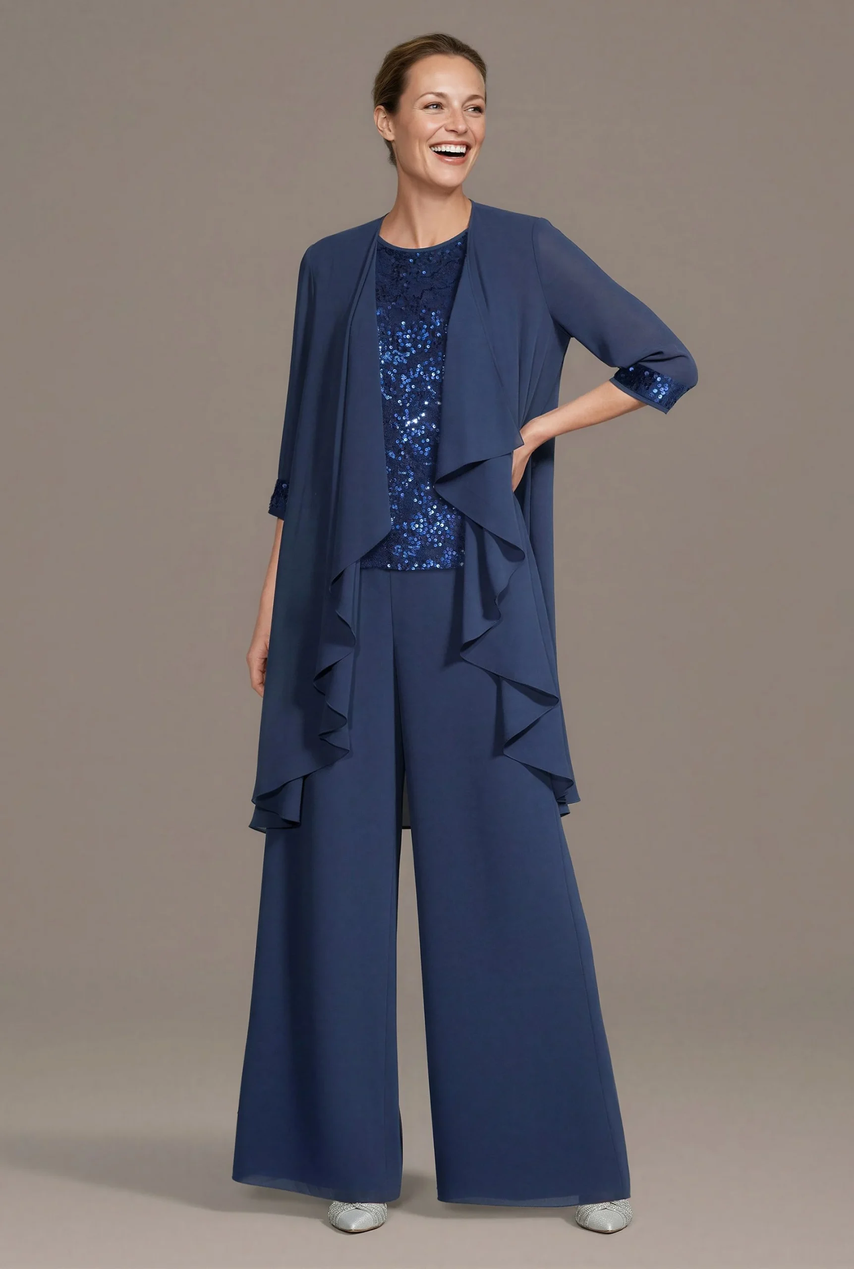 Sequin Lace Chiffon Pantsuit