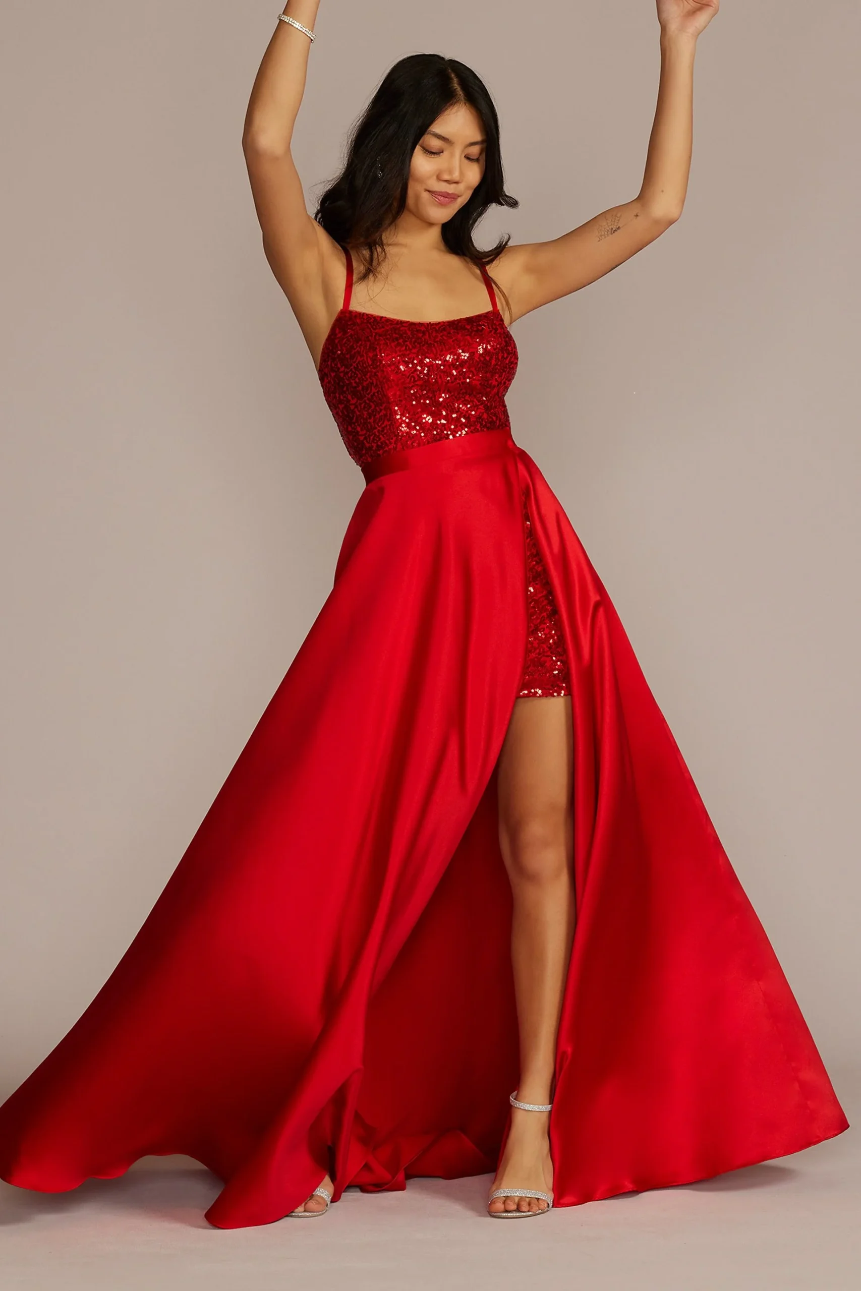 Sequin Mini Homecoming Dress with Removable Skirt