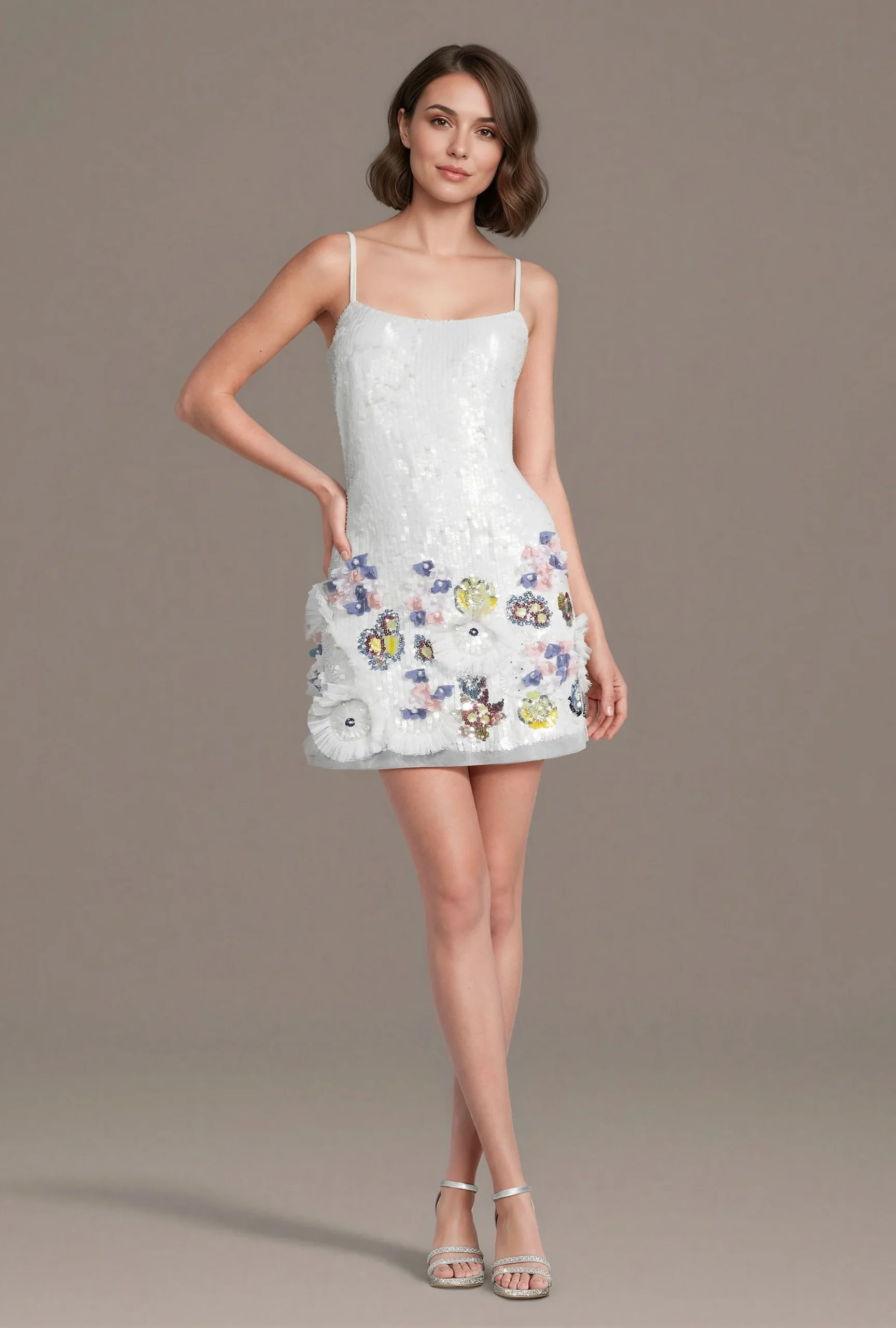 Sequin Multicolor Floral Mini Dress