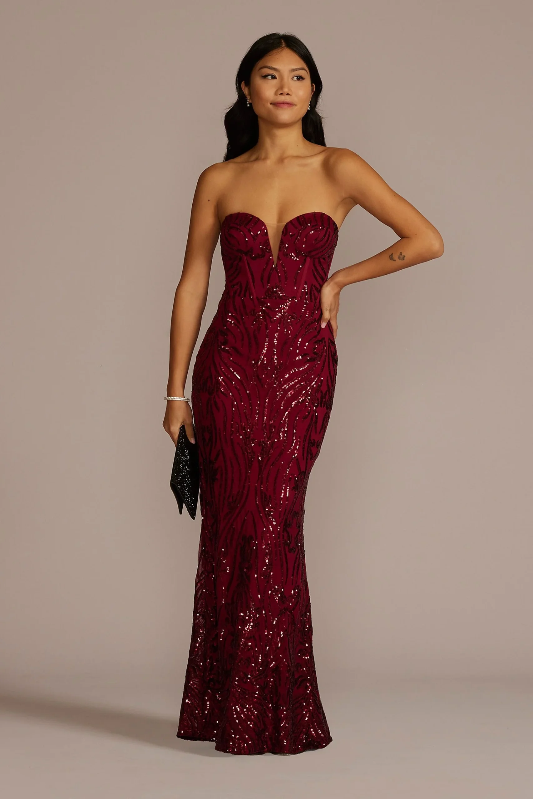 Sequin Strapless Gown with Sweetheart Neckline
