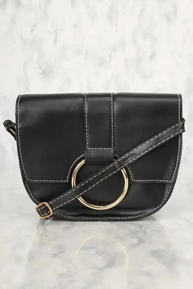Sexy Black O-Ring Small Shoulder Handbag